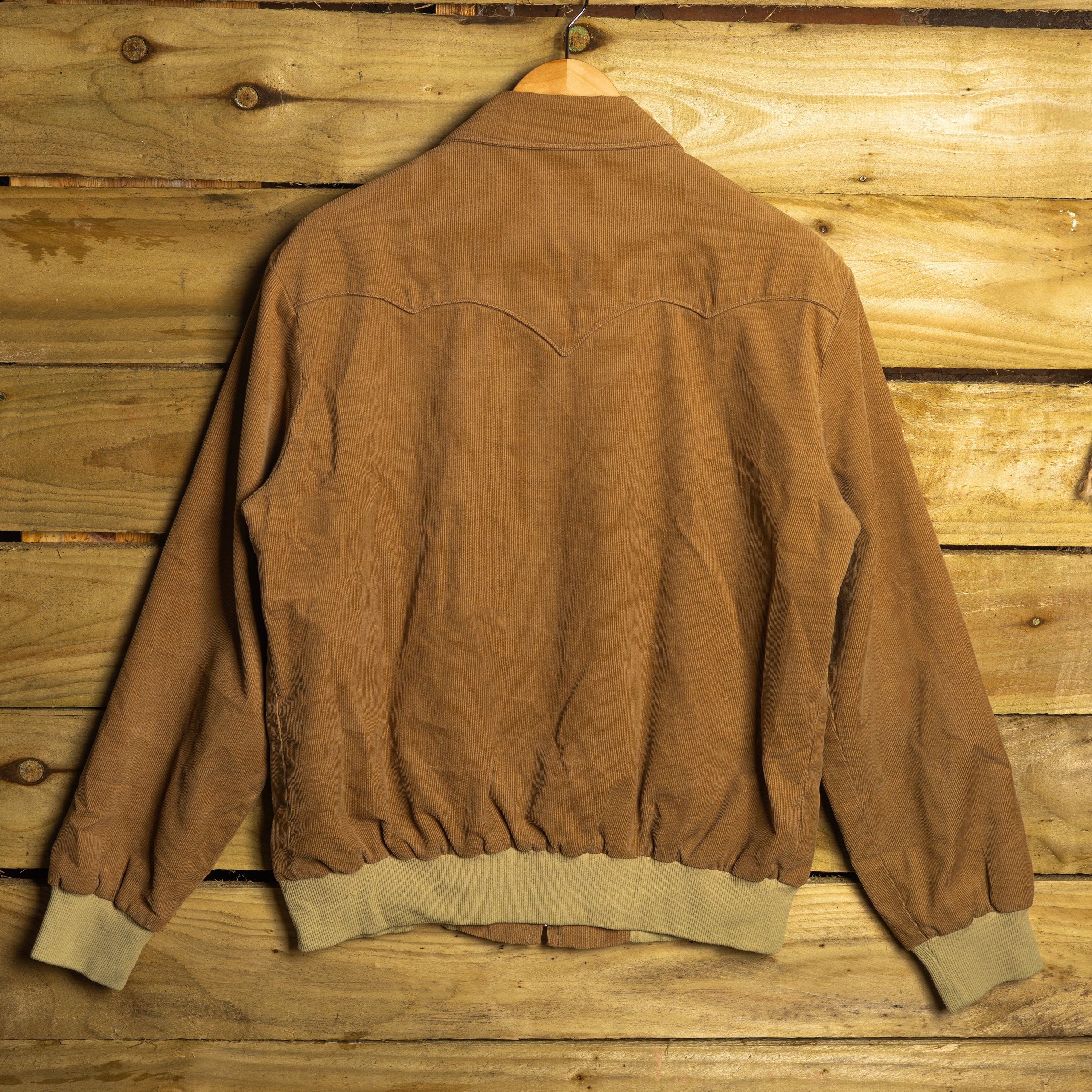 H Bar C California Ranchwear Vintage Beige Corduroy Zip-Up Western Jacket – Smile Pockets – L