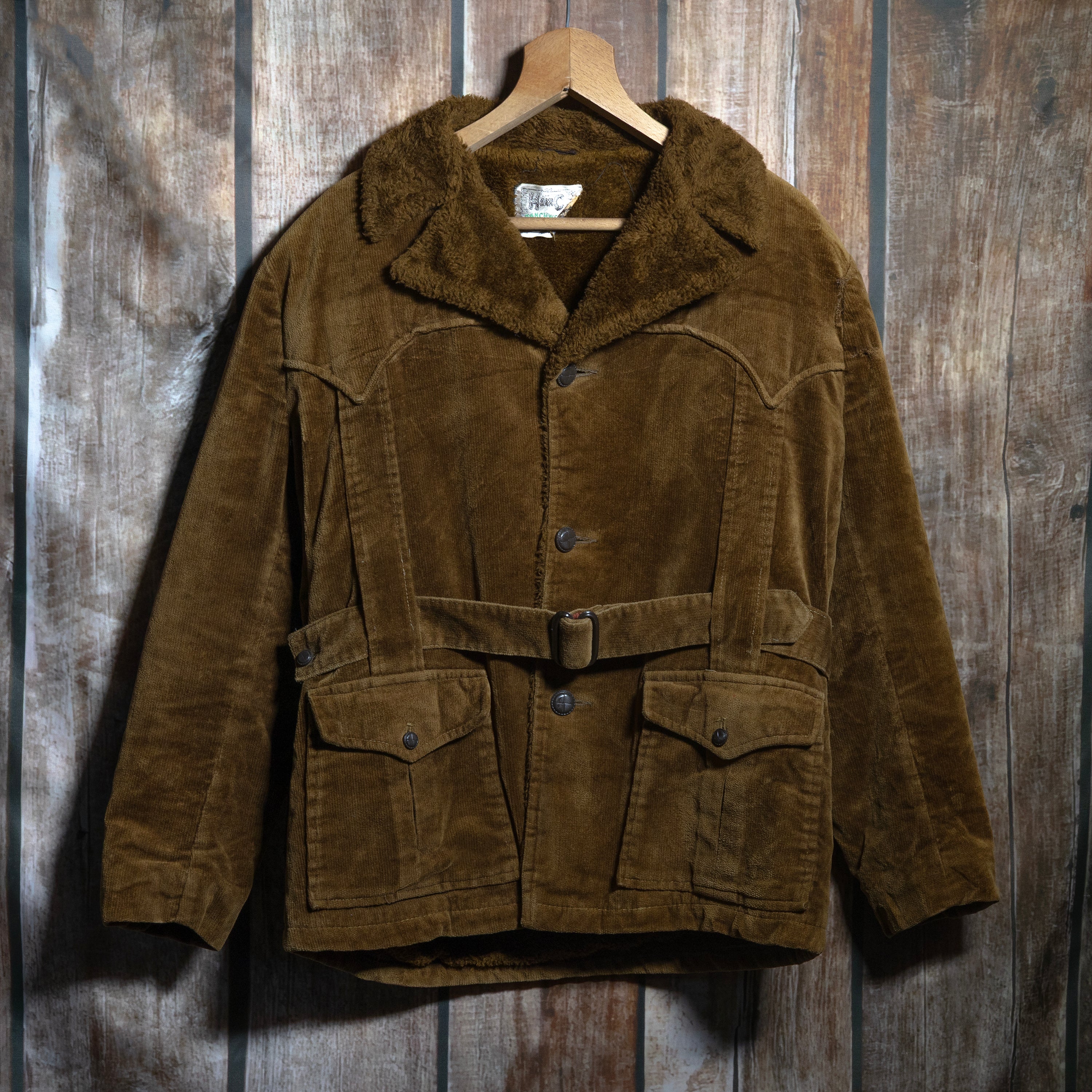 Vintage 1970s H Bar C California Ranchwear Mens Cord Sherpa Lined Jacket L