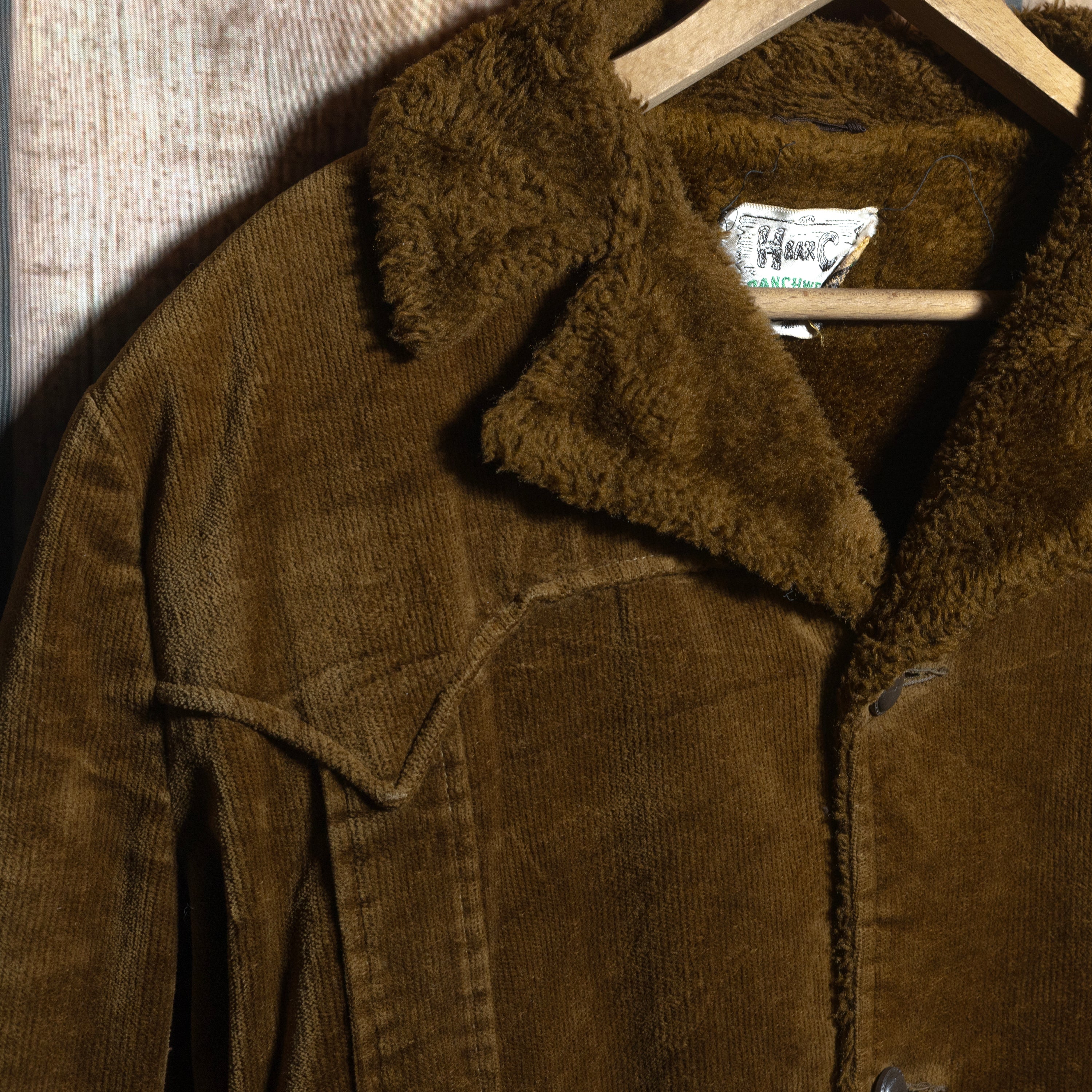 Vintage 1970s H Bar C California Ranchwear Mens Cord Sherpa Lined Jacket L