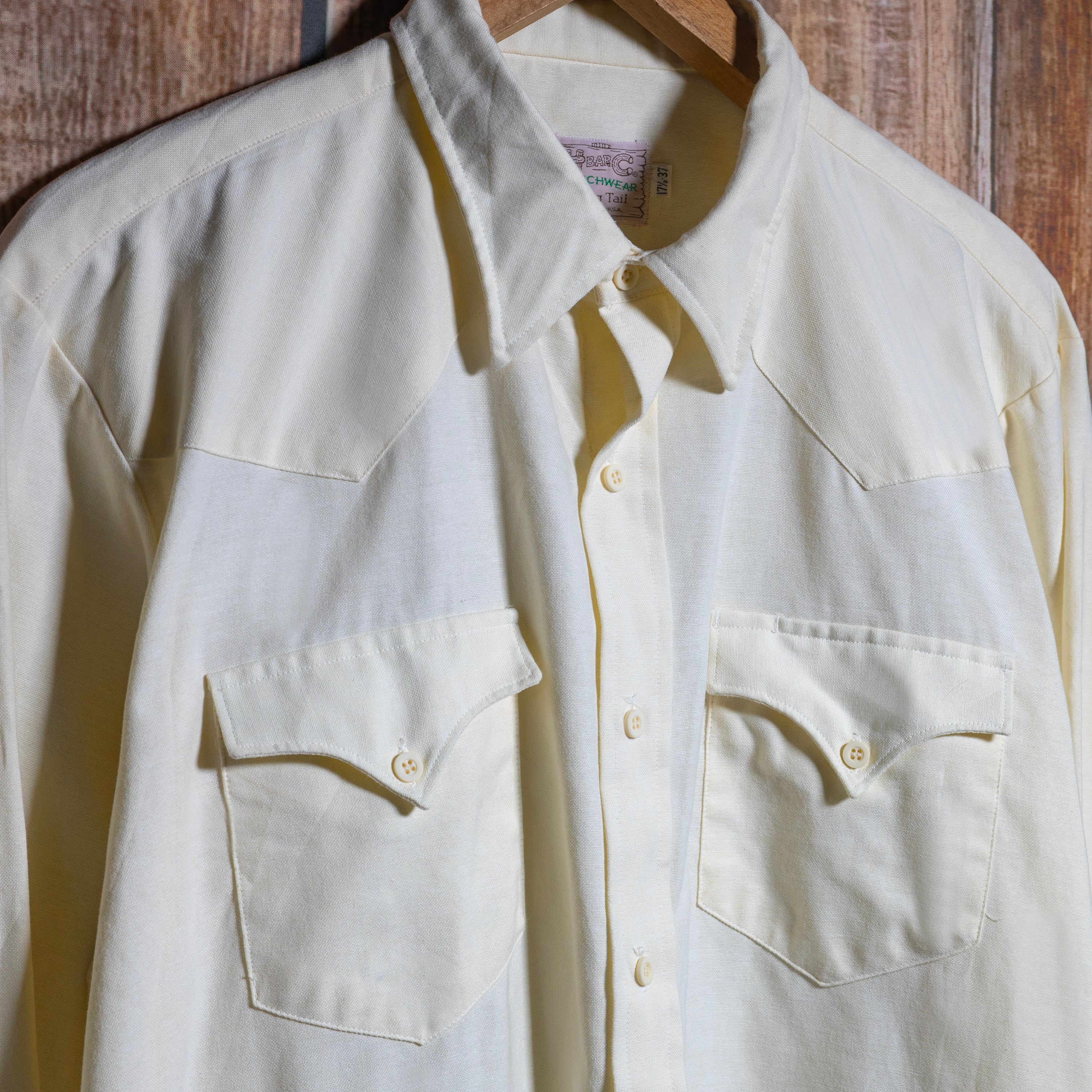 Vintage H Bar C California Ranchwear Cream Cotton Western Shirt XL