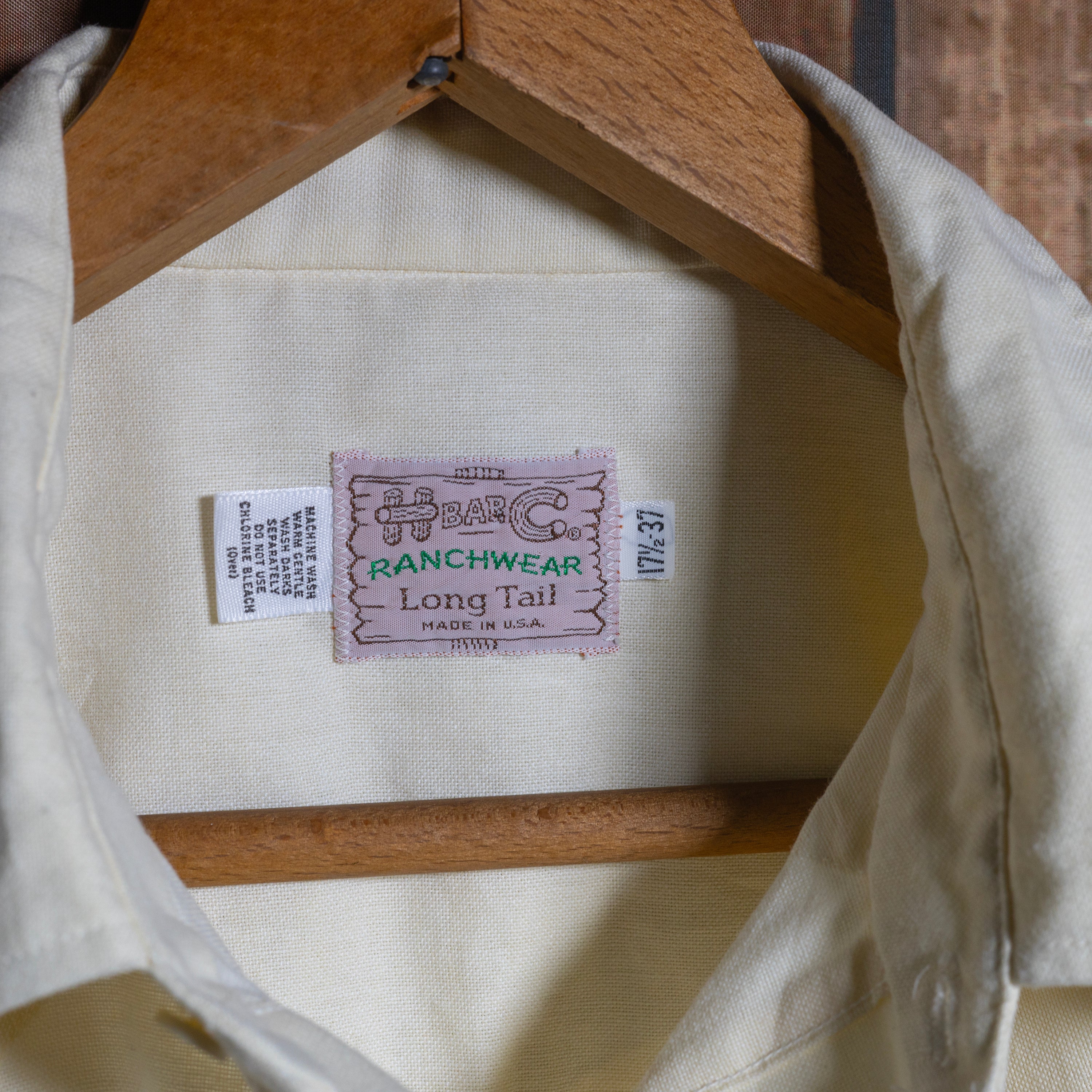 Vintage H Bar C California Ranchwear Cream Cotton Western Shirt XL