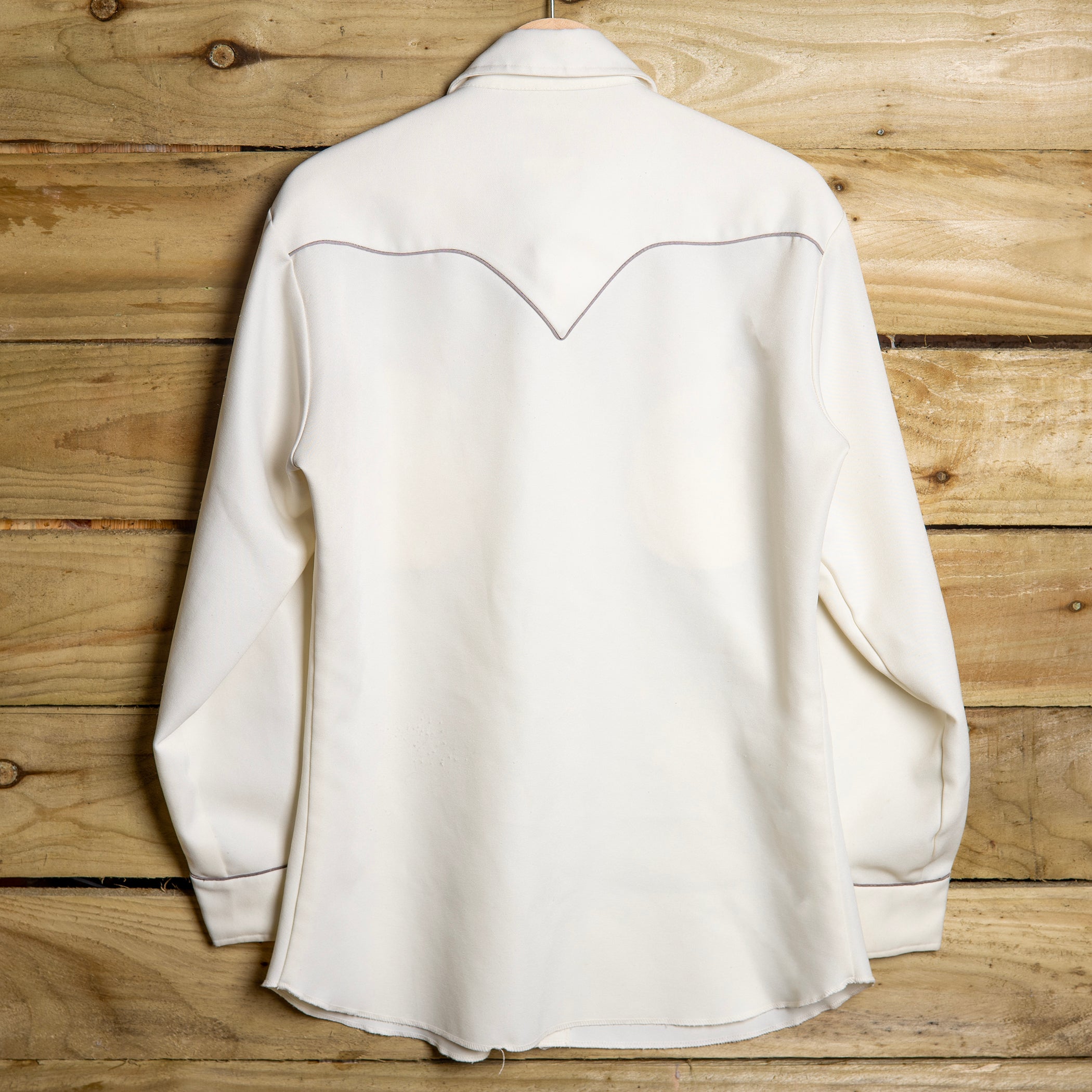 H Bar C California Ranchwear Cream Floral Embroidered Cowboy Shirt – M