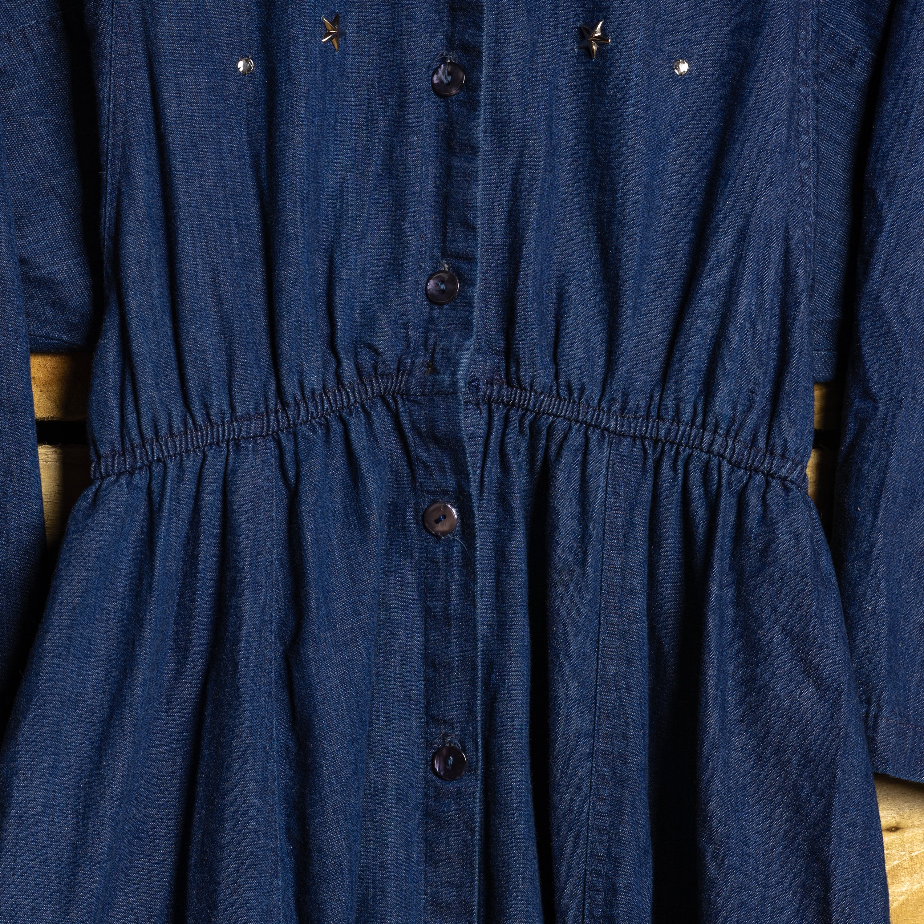 H Bar C California Ranchwear Vintage Studded Denim Cowgirl Dress — Size 16