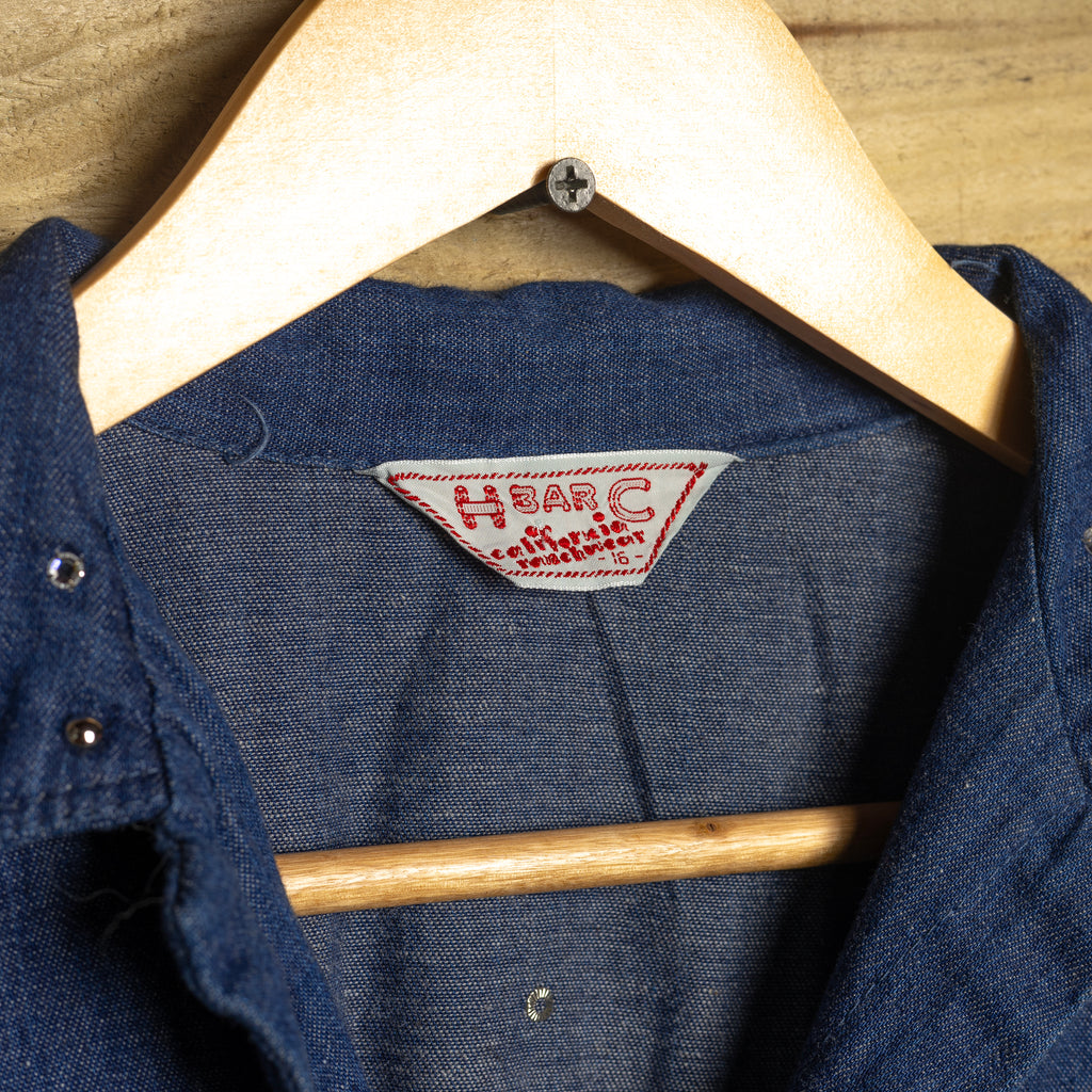H Bar C California Ranchwear Vintage Studded Denim Cowgirl Dress — Size 16