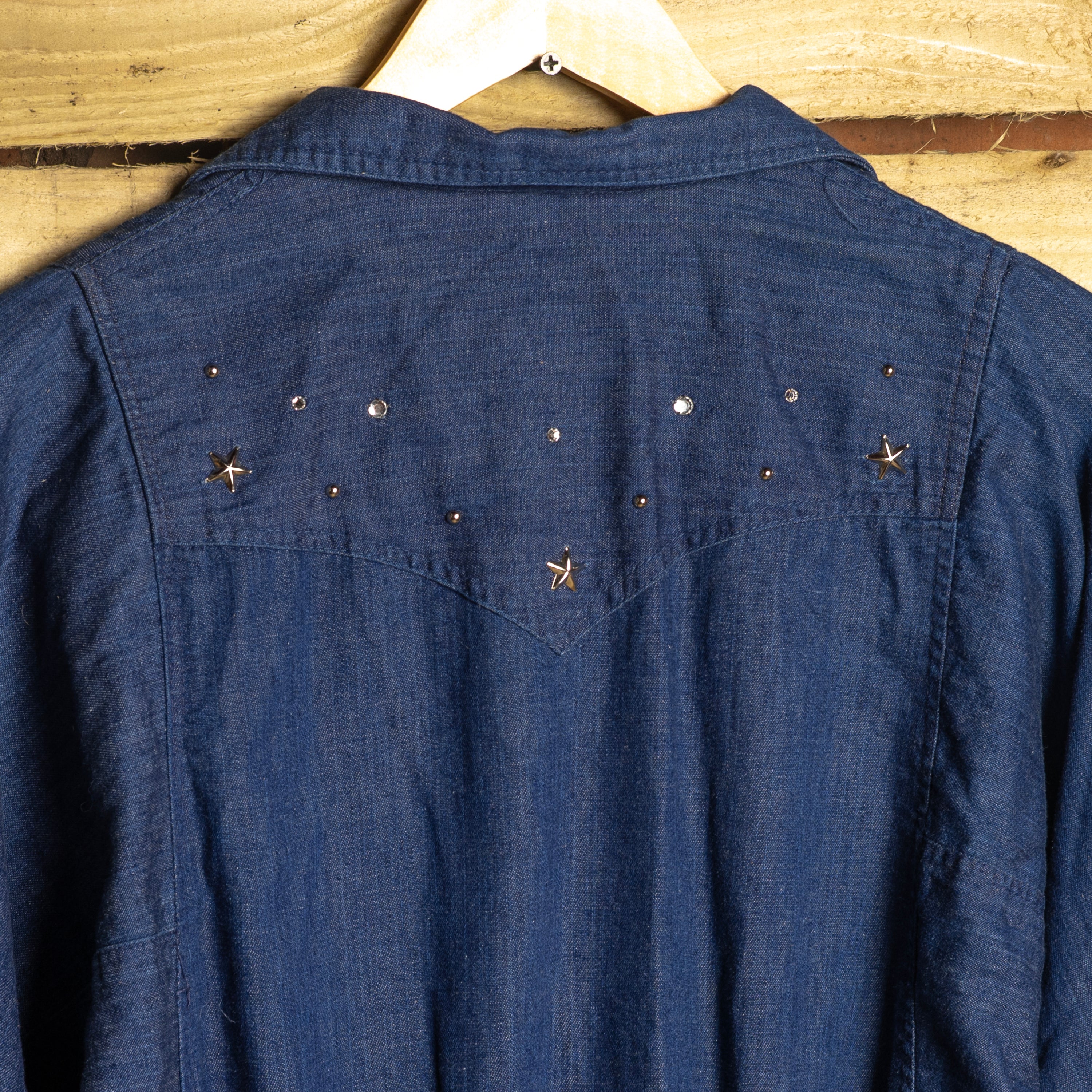 H Bar C California Ranchwear Vintage Studded Denim Cowgirl Dress — Size 16