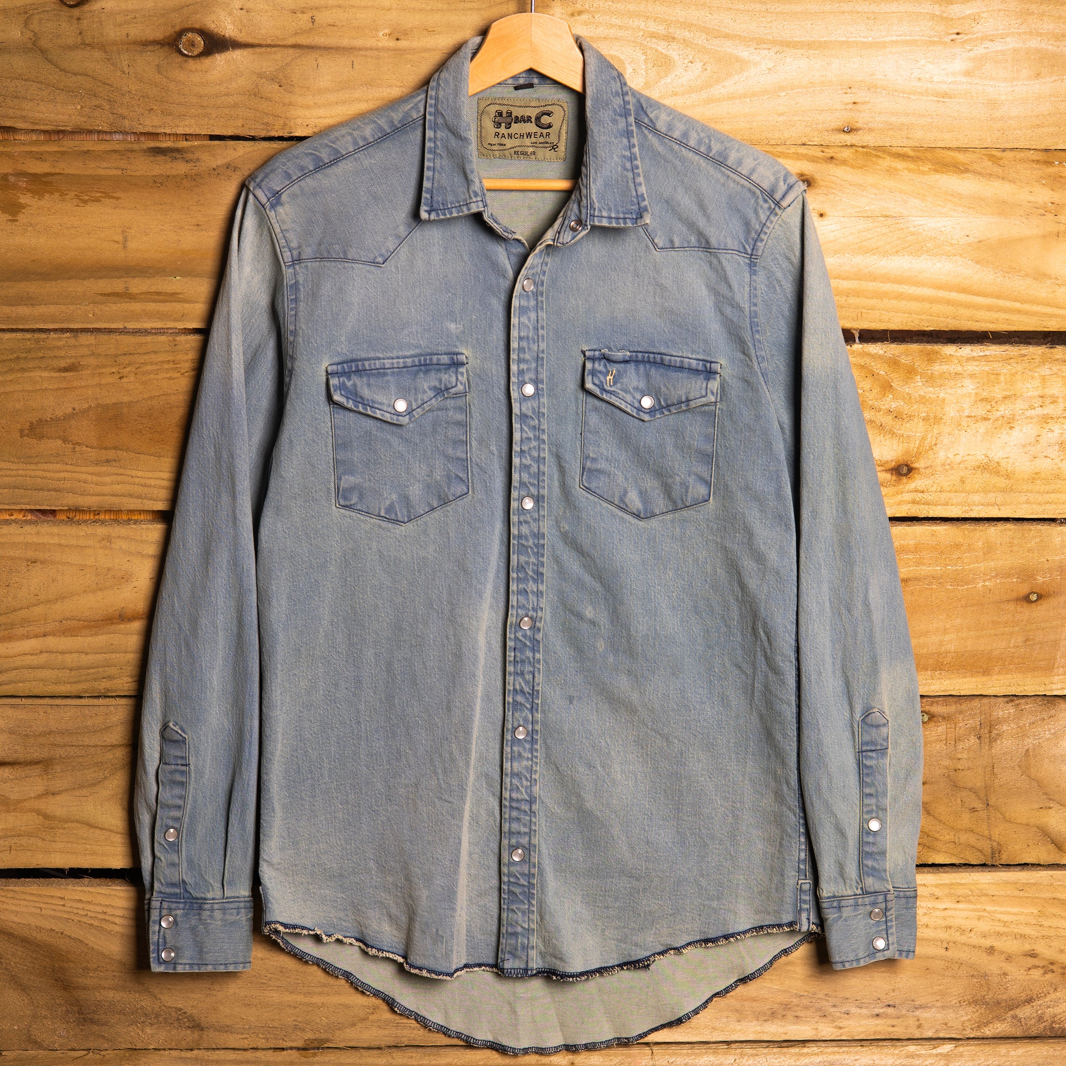 H Bar C California Ranchwear Blue Denim Cowboy Shirt – M
