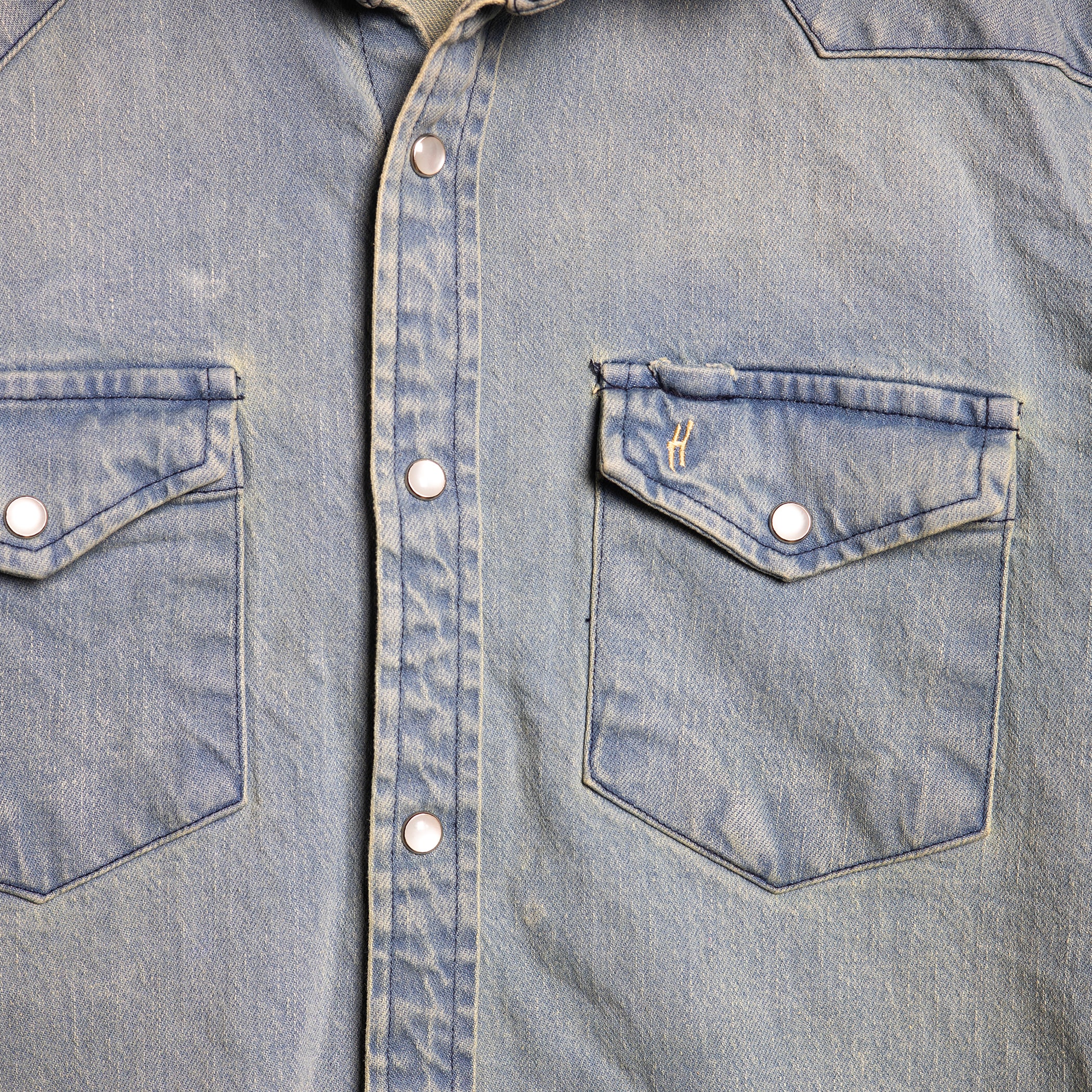 H Bar C California Ranchwear Blue Denim Cowboy Shirt – M