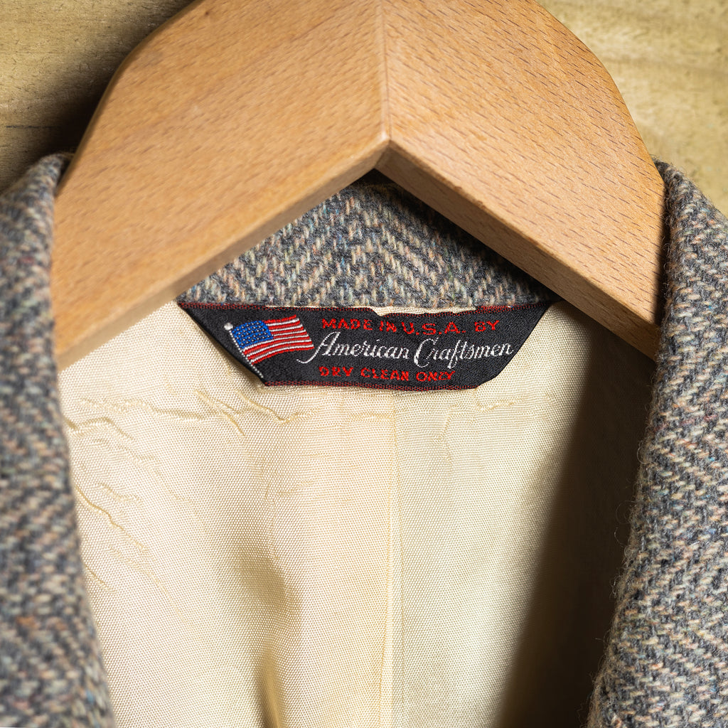 Vintage H Bar C California Ranchwear Grey Herringbone Western Blazer - Size 40R