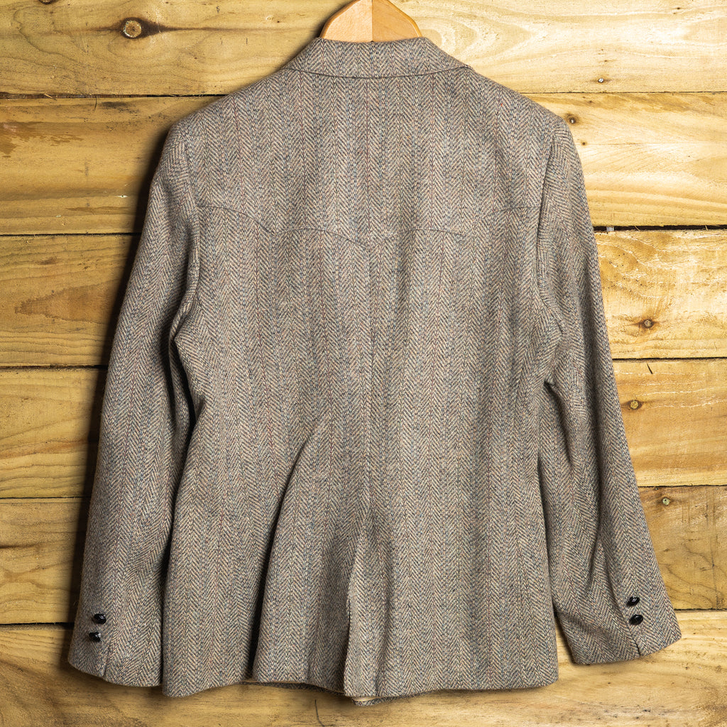 Vintage H Bar C California Ranchwear Grey Herringbone Western Blazer - Size 40R
