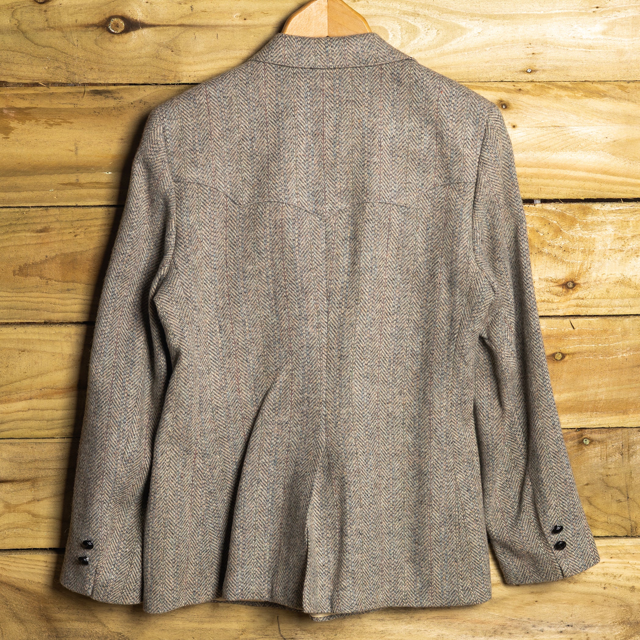 Vintage H Bar C California Ranchwear Grey Herringbone Western Blazer - Size 40R