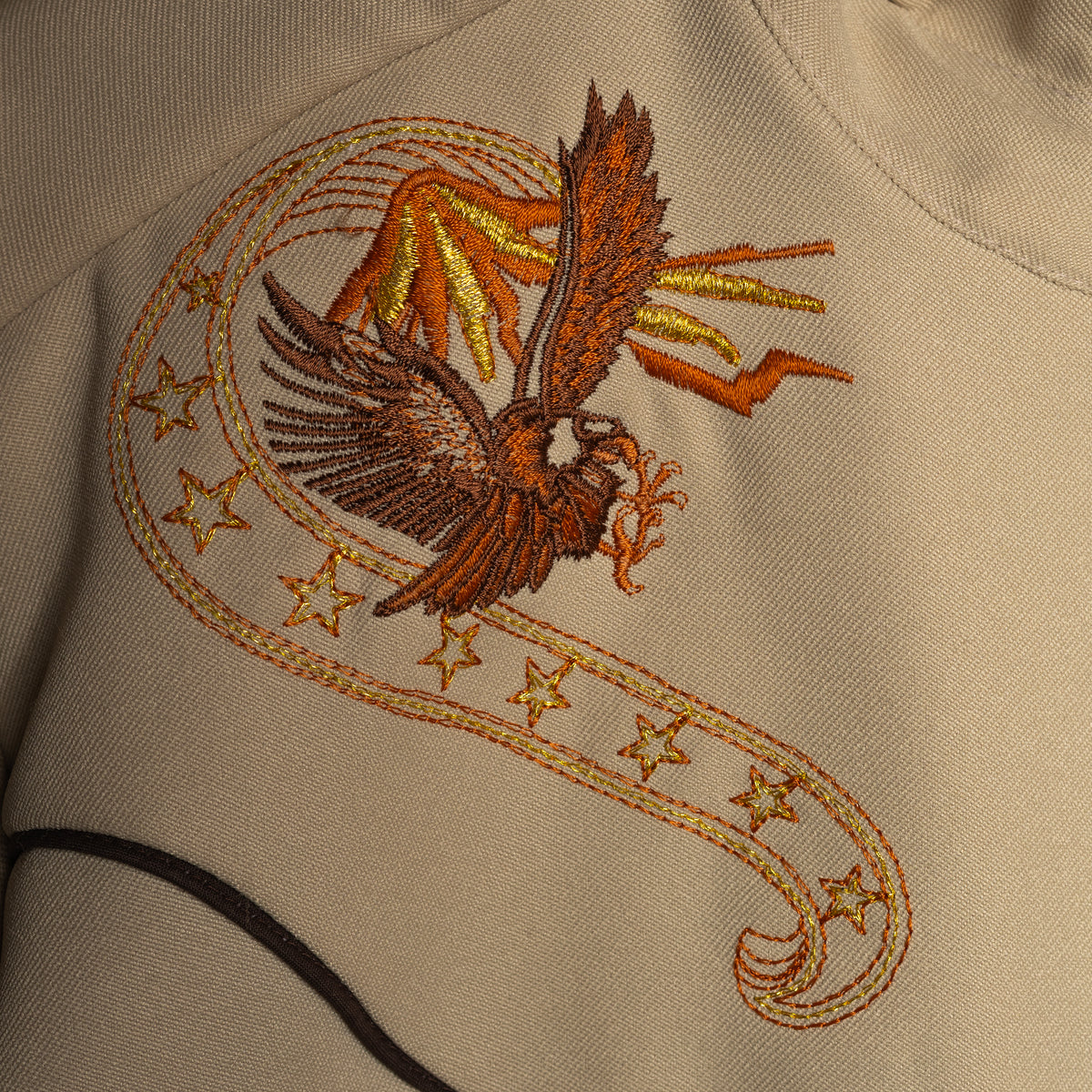 Vintage H Bar C California Ranchwear Beige Eagle Embroidered Western Shirt with Pearl Snaps, Size M
