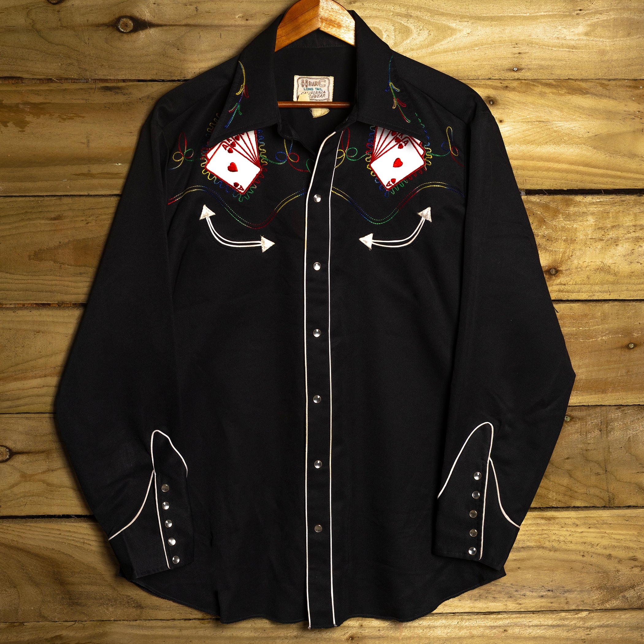 Vintage H Bar C California Ranchwear Black Royal Flush Cowboy Shirt | Size L