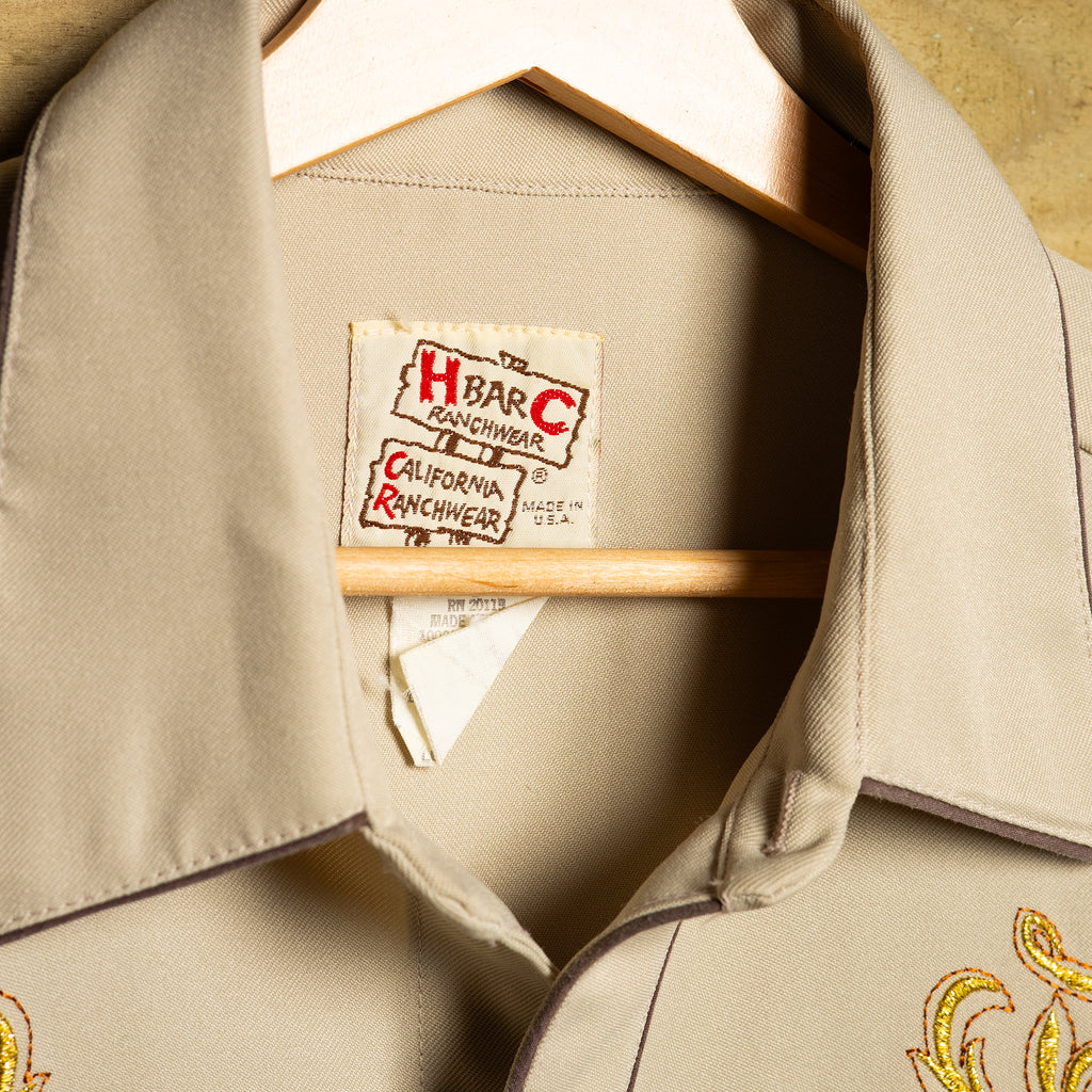 H Bar C California Ranchwear Beige Embroidered Western Shirt – L