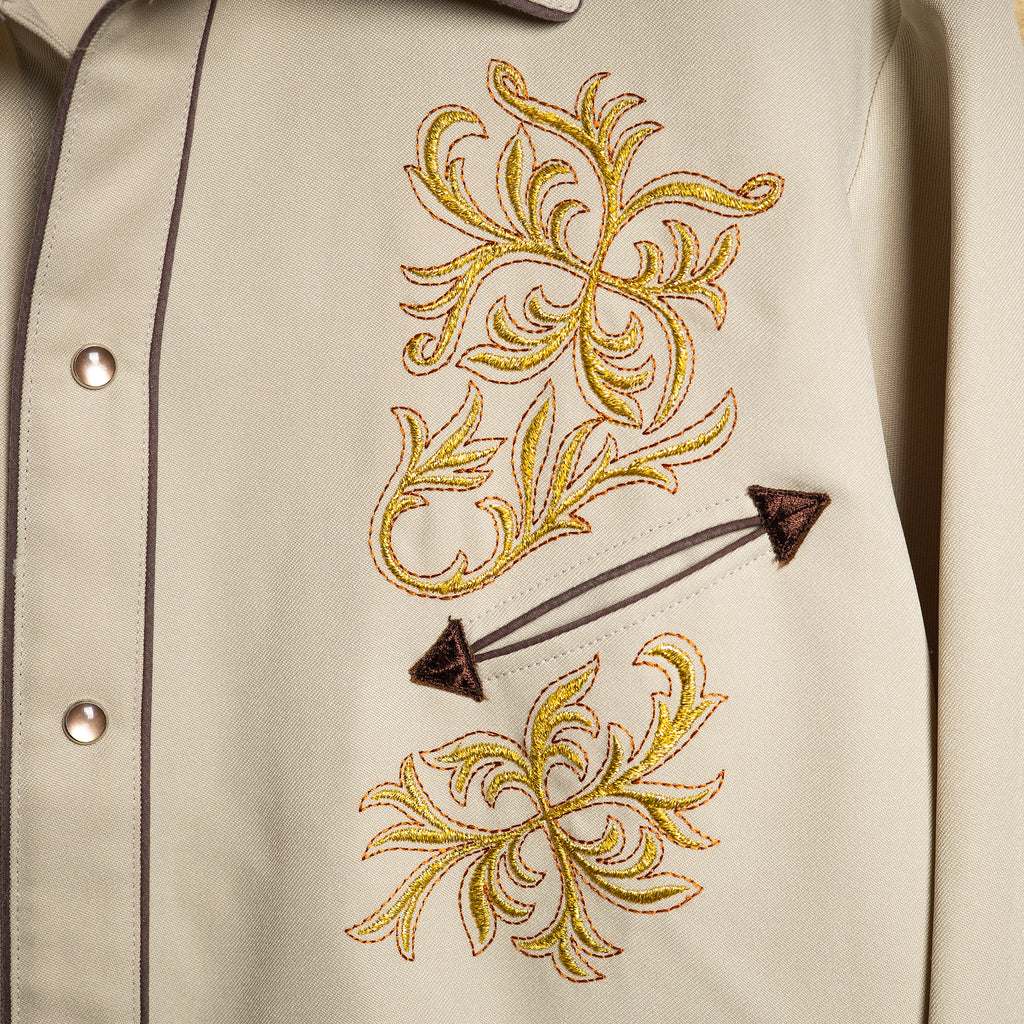 H Bar C California Ranchwear Beige Embroidered Western Shirt – L