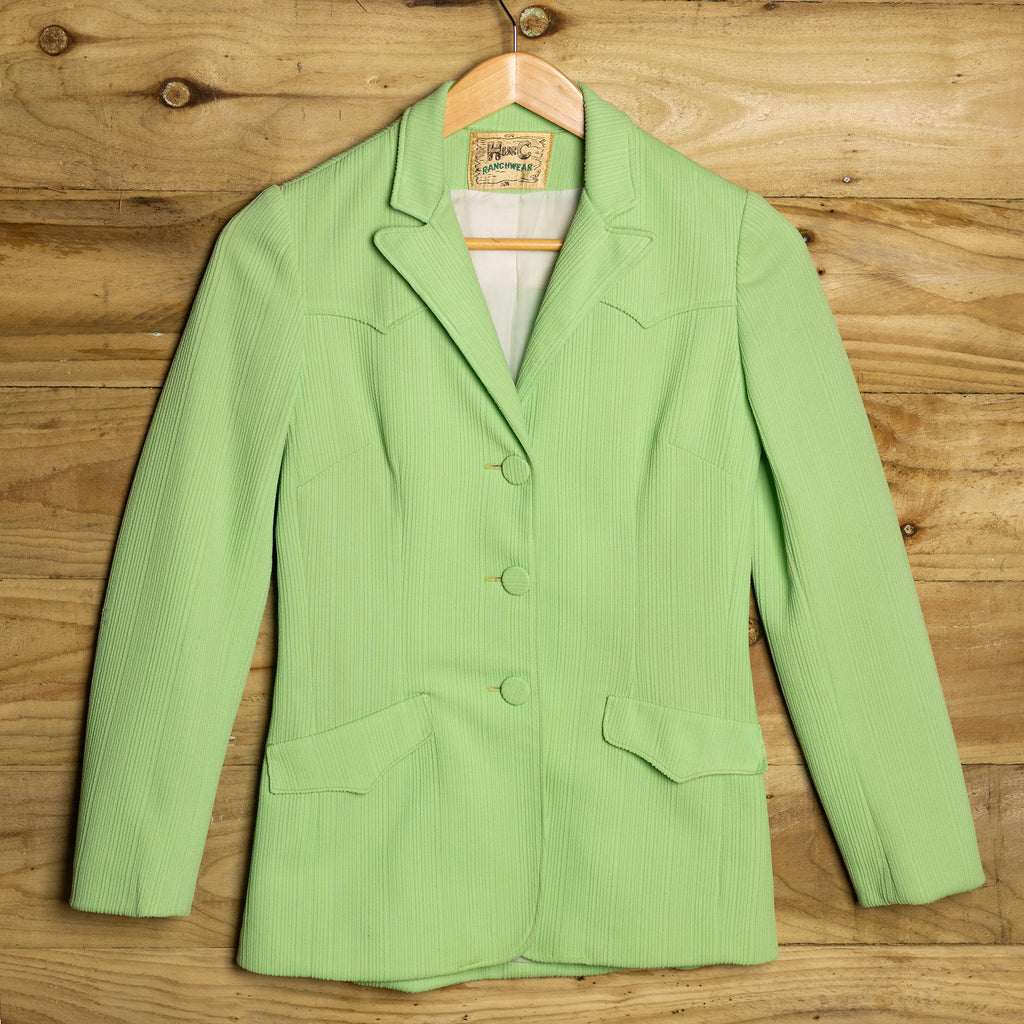 1970s H Bar C California Ranchwear Green Western Jacket - Button Front - Size S