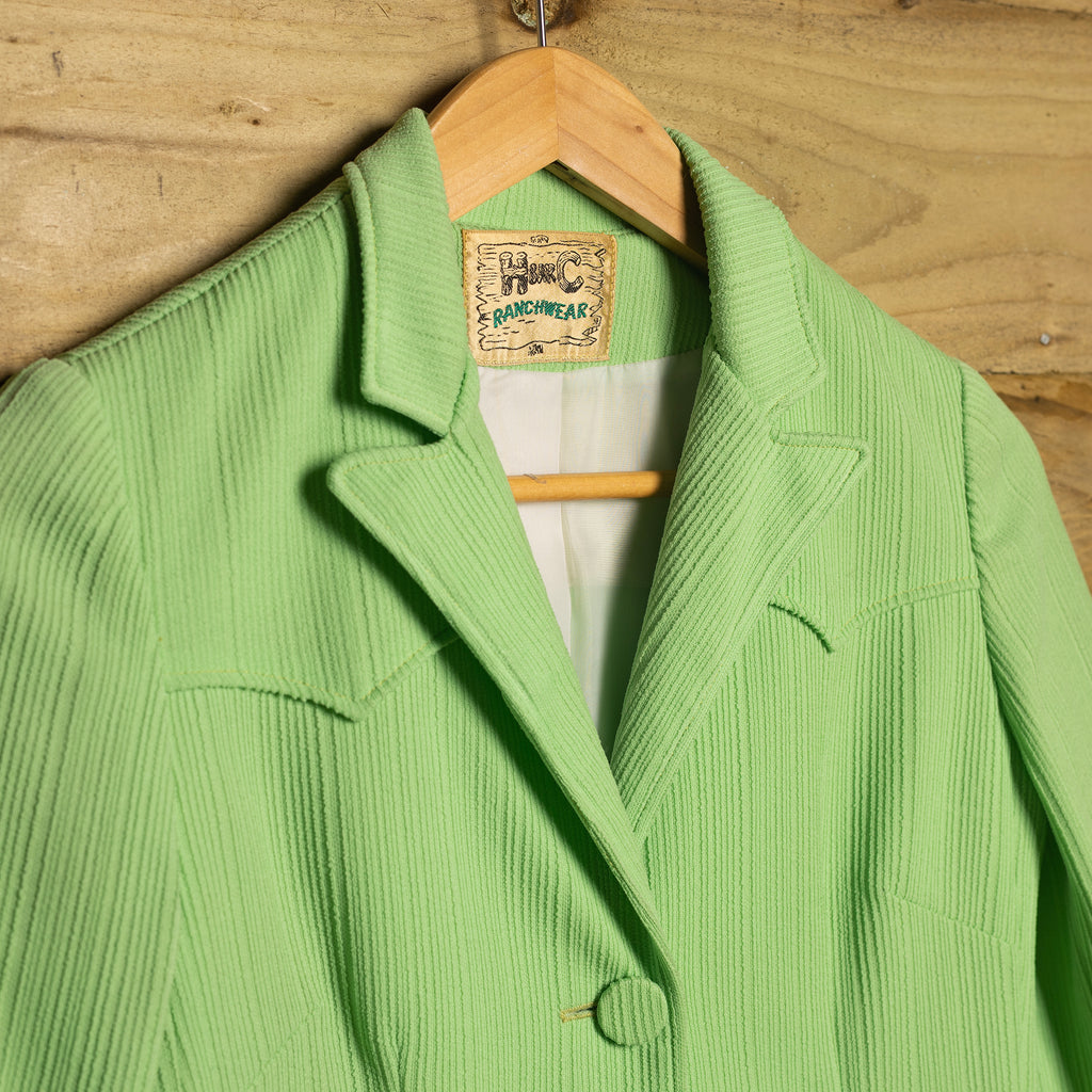 1970s H Bar C California Ranchwear Green Western Jacket - Button Front - Size S
