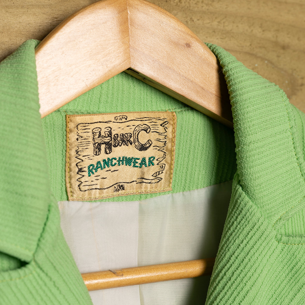 1970s H Bar C California Ranchwear Green Western Jacket - Button Front - Size S