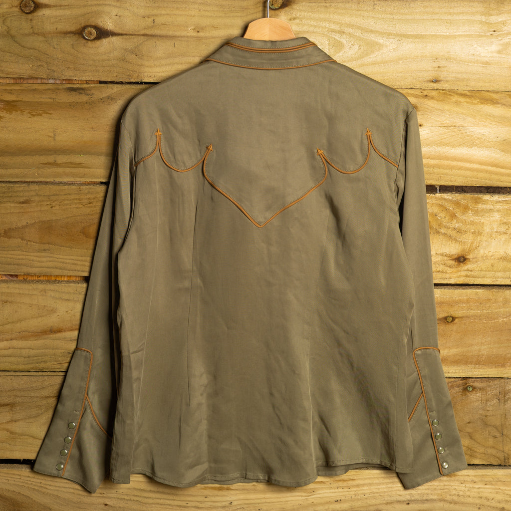 NWT H Bar C California Ranchwear Tencel Green Pearl Snap Western Shirt — Women's L (Lake Tahoe)