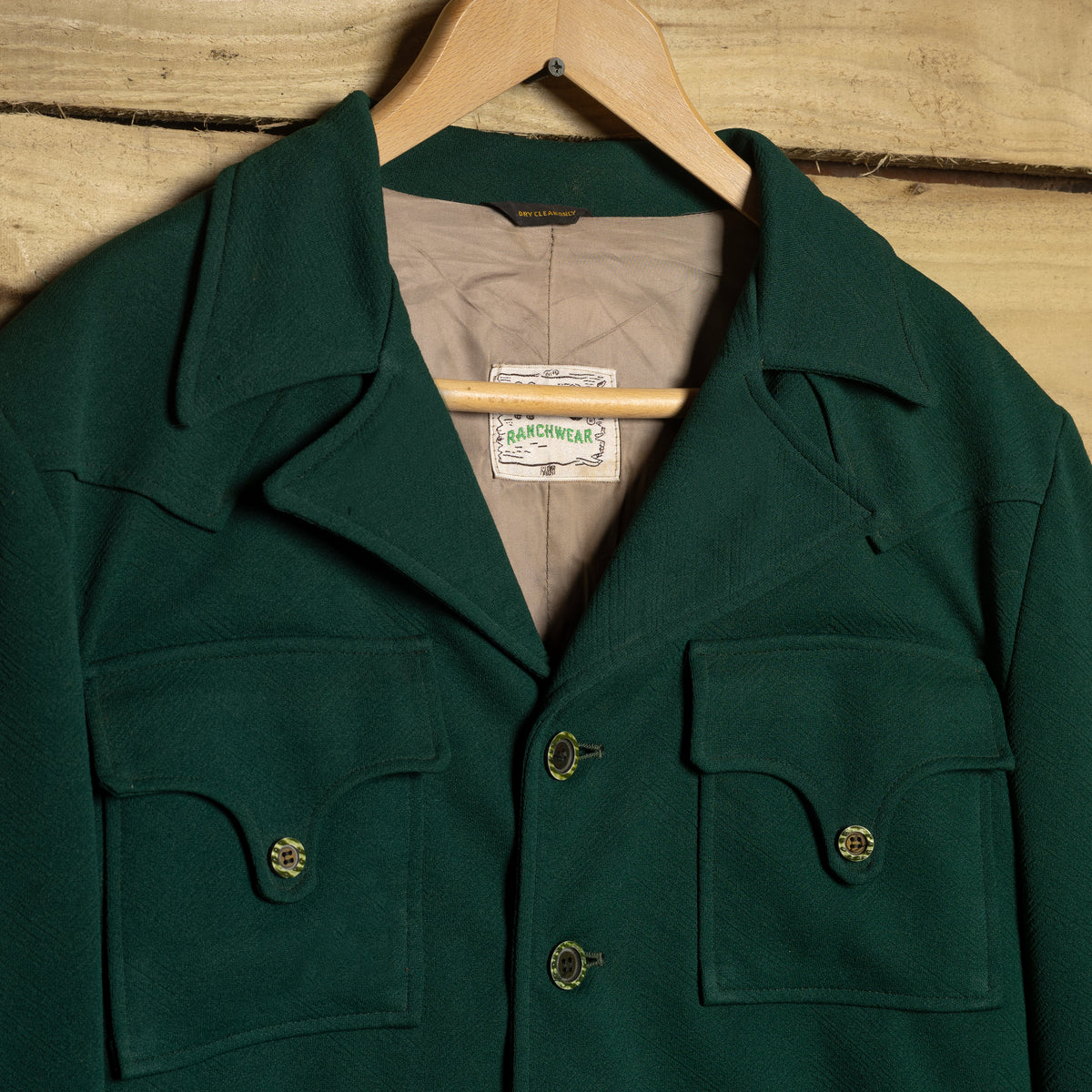 1950s-60s H Bar C California Ranchwear Green Western Two-Piece Suit, Size 34