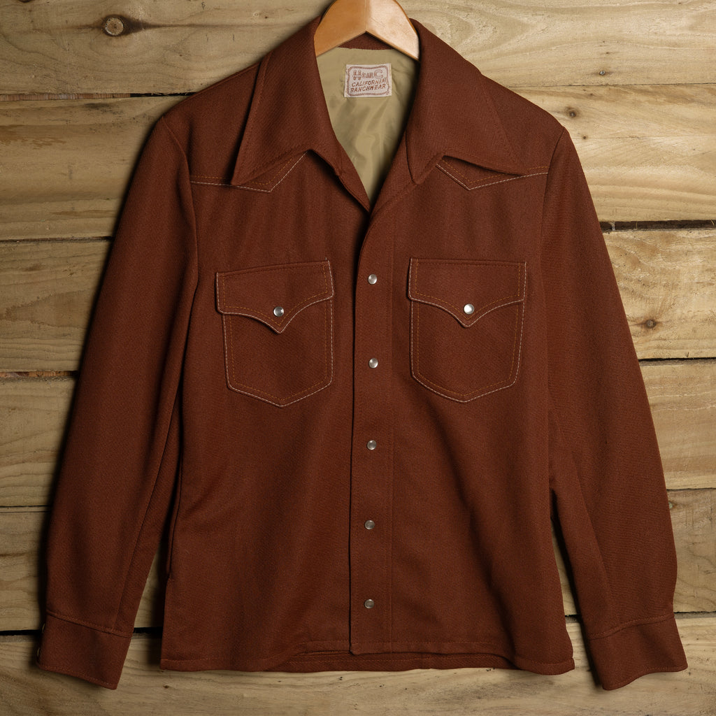 Vintage 1970s H Bar C Brown Pearl Snap Shirt Jacket – M