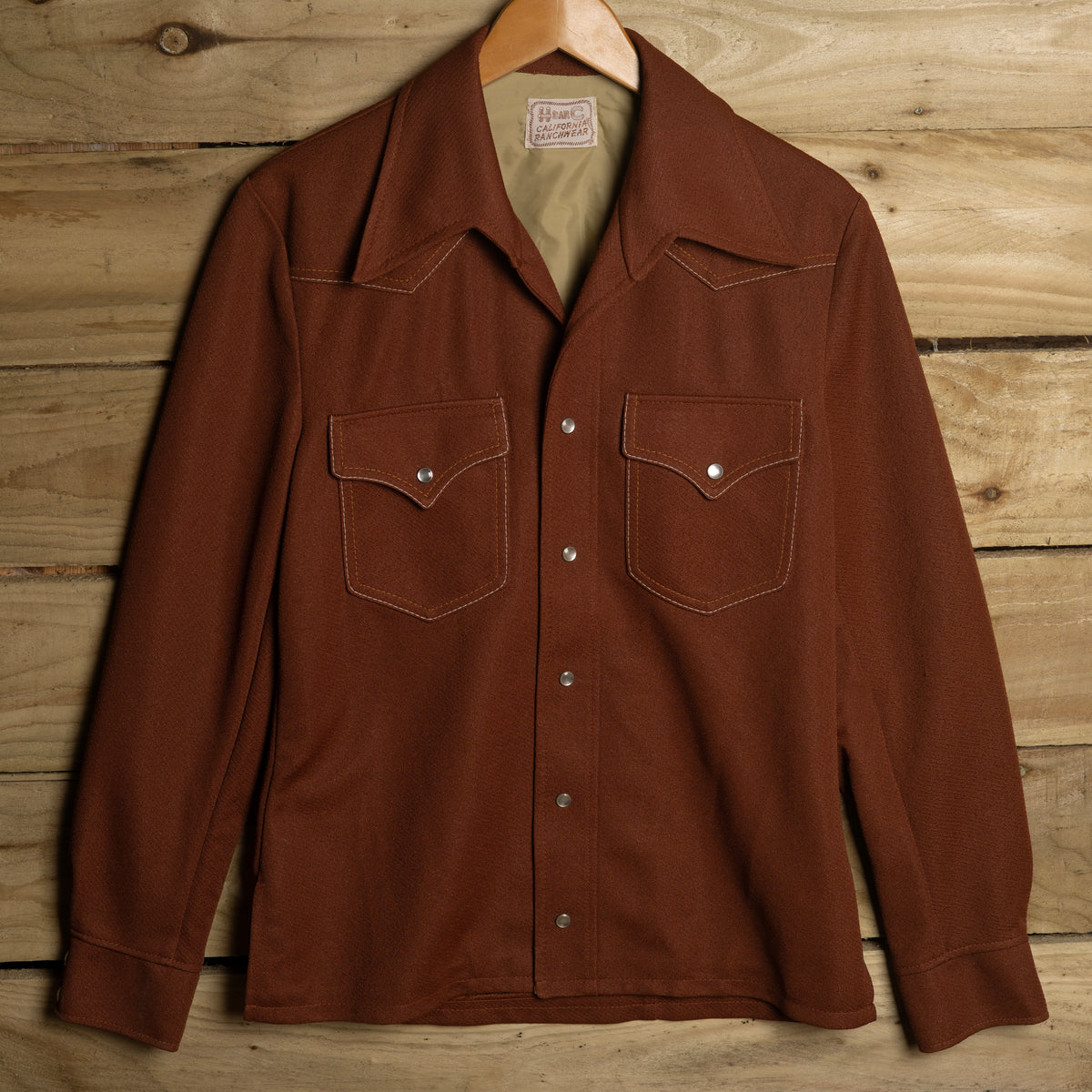 Vintage 1970s H Bar C Brown Pearl Snap Shirt Jacket – M