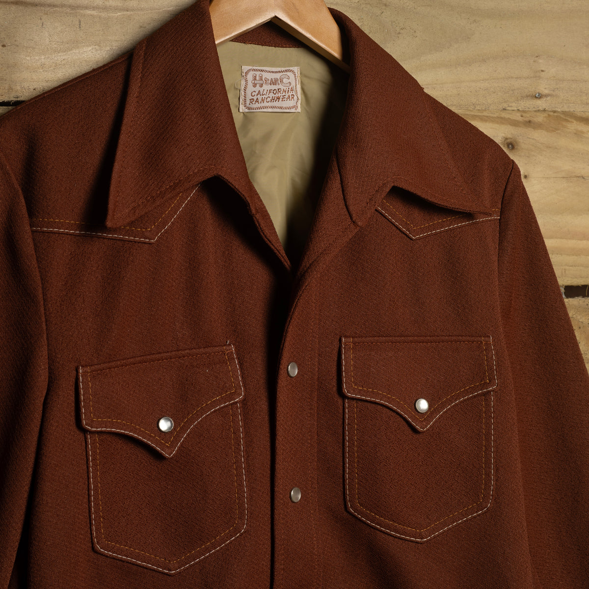 Vintage 1970s H Bar C Brown Pearl Snap Shirt Jacket – M