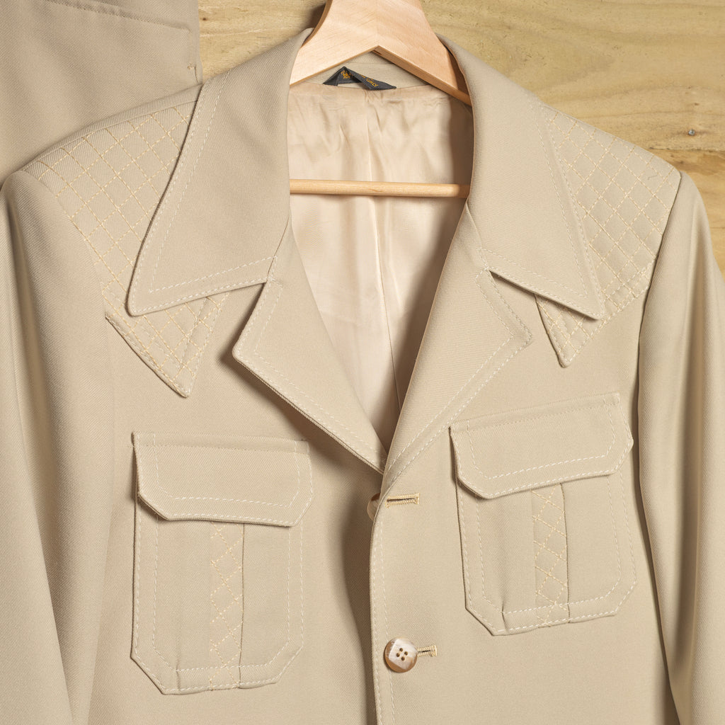 H Bar C California Ranchwear Vintage 1970s Beige Western Suit | Jacket & Pants | Men's L