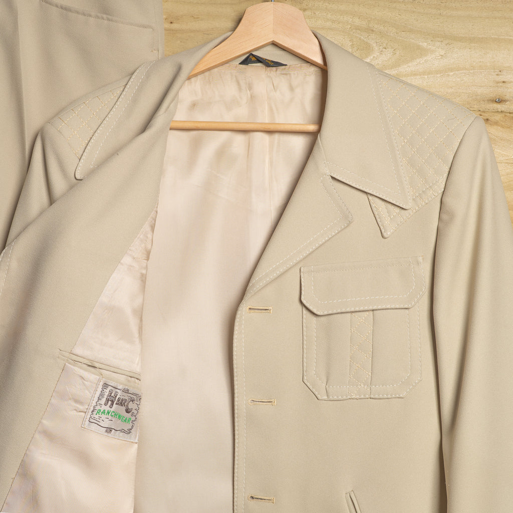 H Bar C California Ranchwear Vintage 1970s Beige Western Suit | Jacket & Pants | Men's L