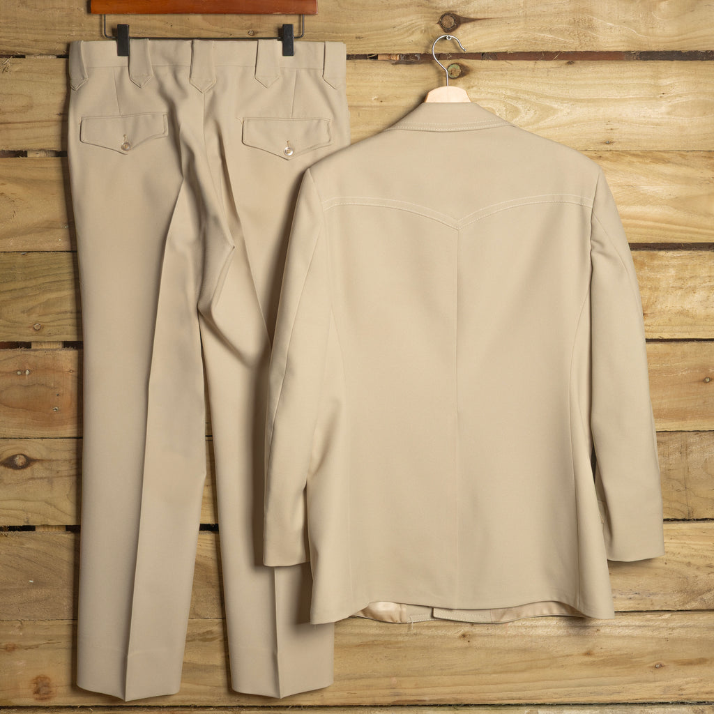 H Bar C California Ranchwear Vintage 1970s Beige Western Suit | Jacket & Pants | Men's L