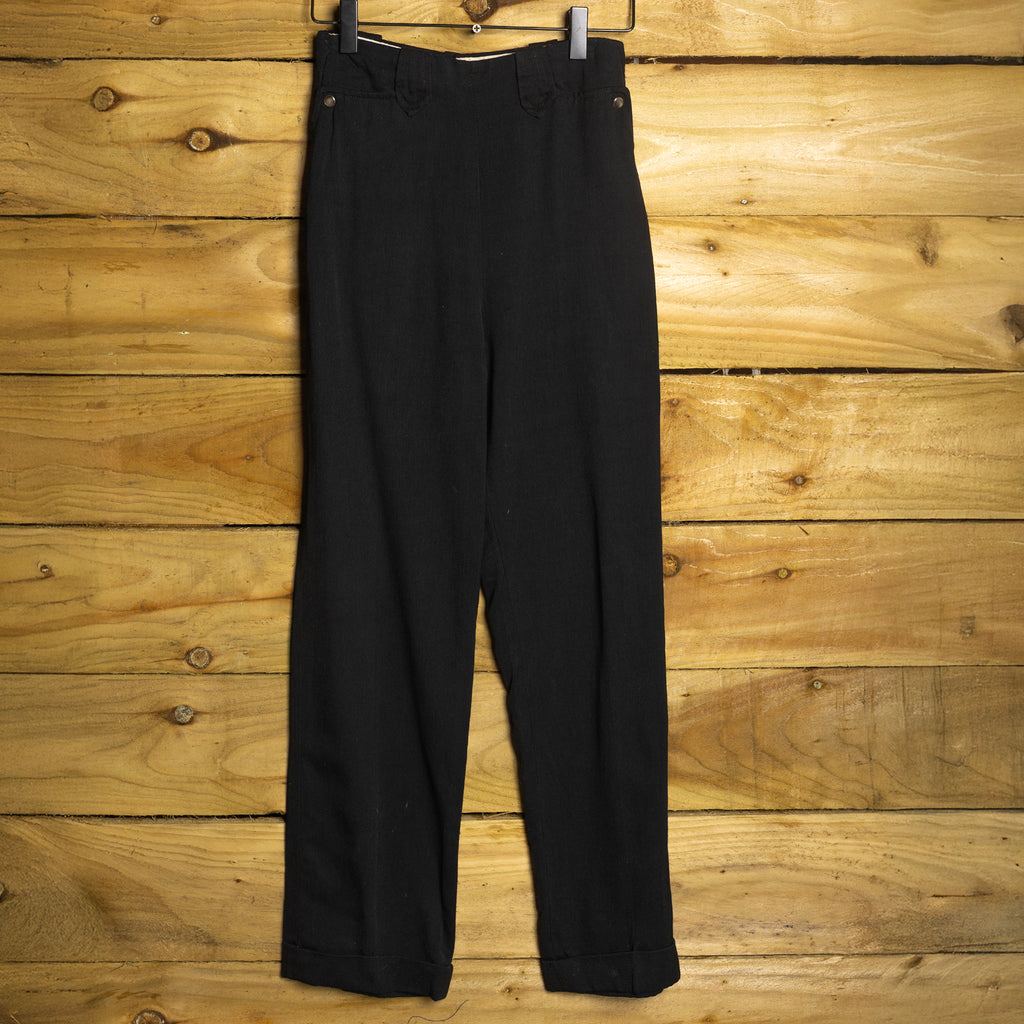 Vintage H Bar C California Ranchwear Kids Black Western Trousers - Turn-Up Cuffs - W22 L21