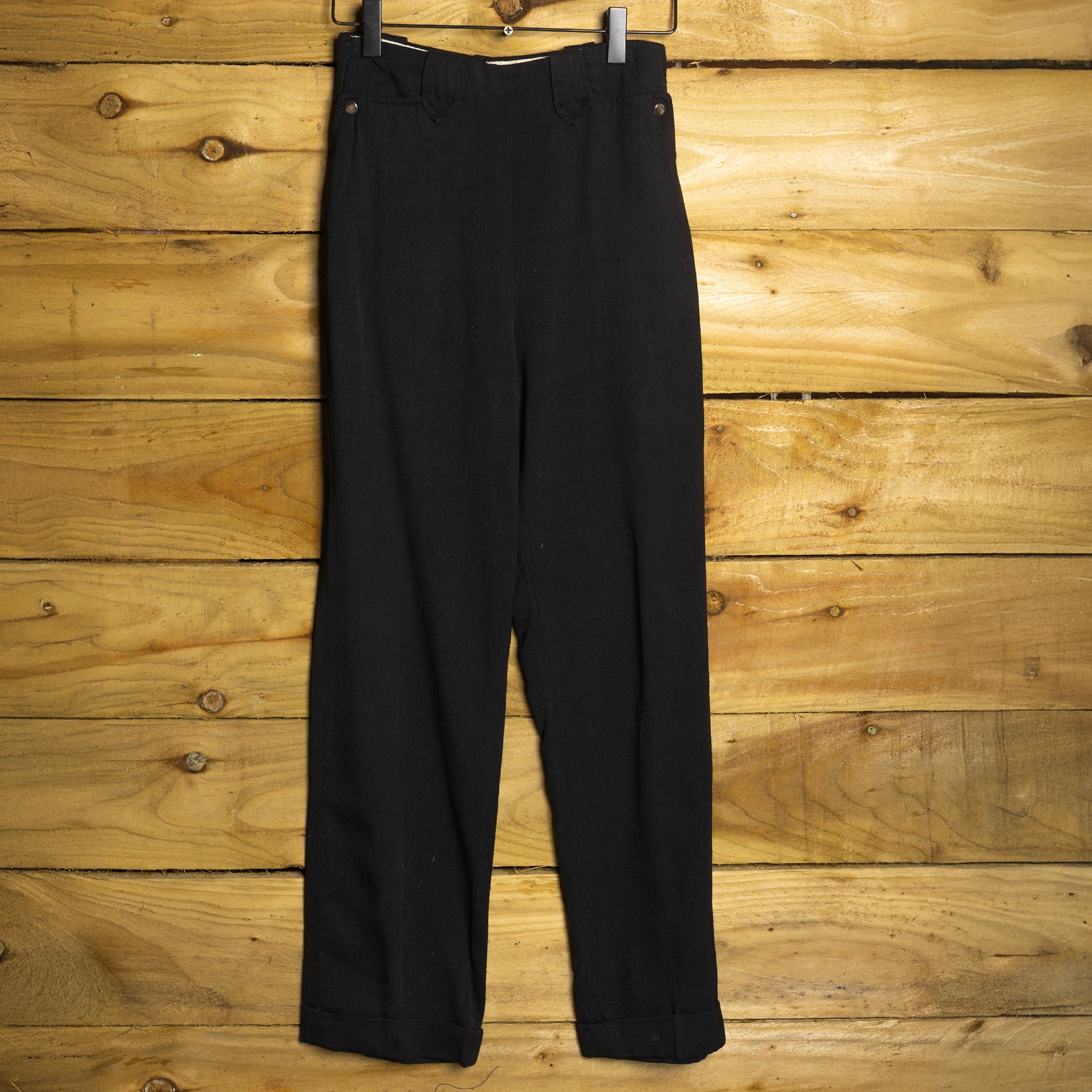 Vintage H Bar C California Ranchwear Kids Black Western Trousers - Turn-Up Cuffs - W22 L21