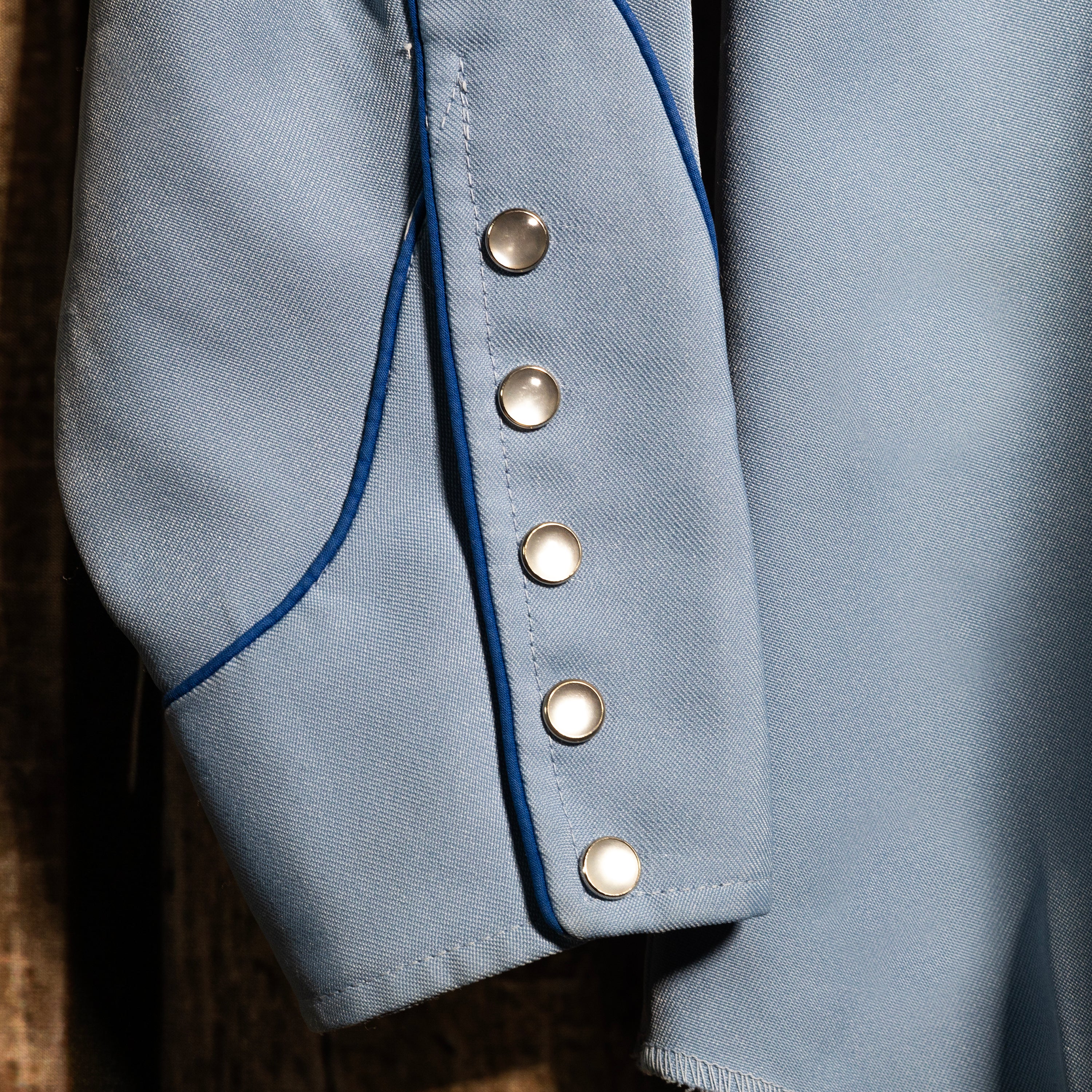 1970s Vintage H Bar C California Ranchwear Blue Embroidered Western Shirt M