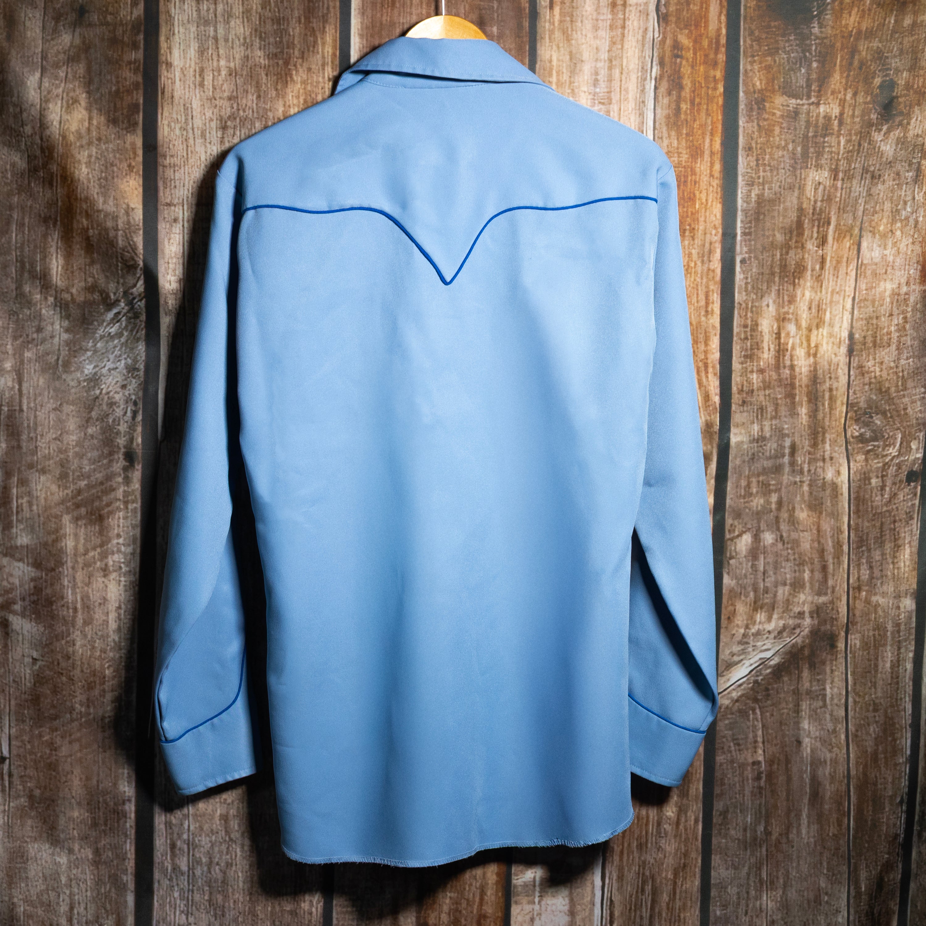 1970s Vintage H Bar C California Ranchwear Blue Embroidered Western Shirt M
