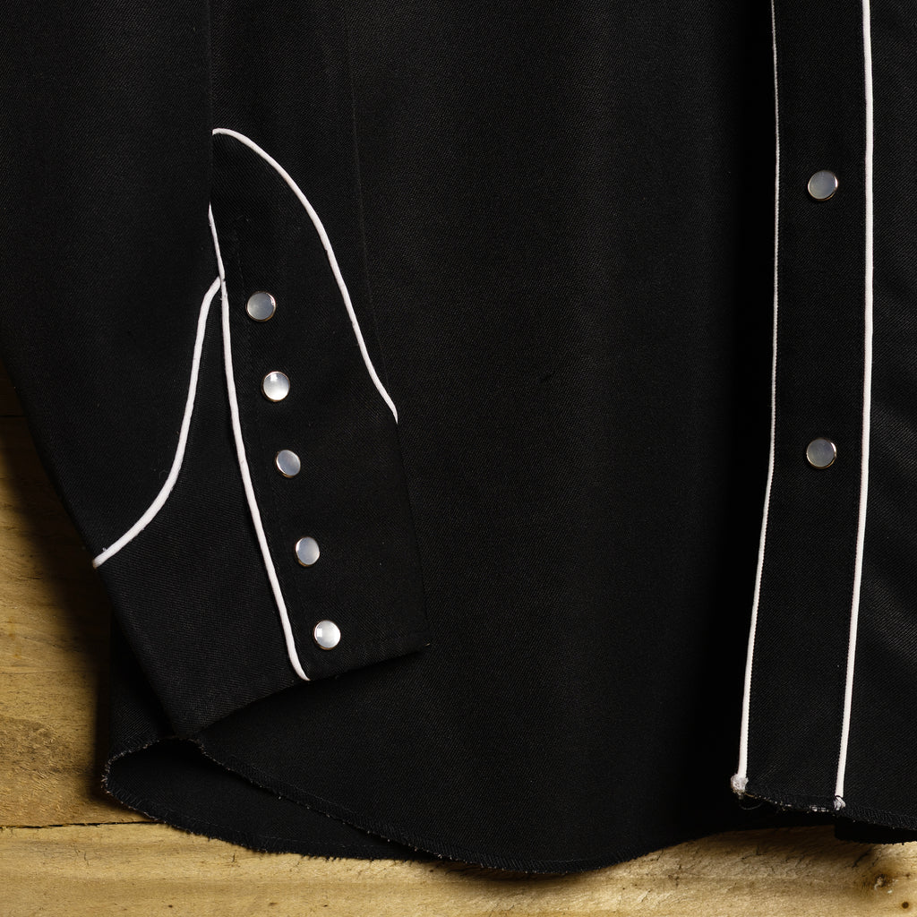 Vintage H Bar C California Ranchwear Embroidered Black Western Shirt - Pearl Snaps - Size L
