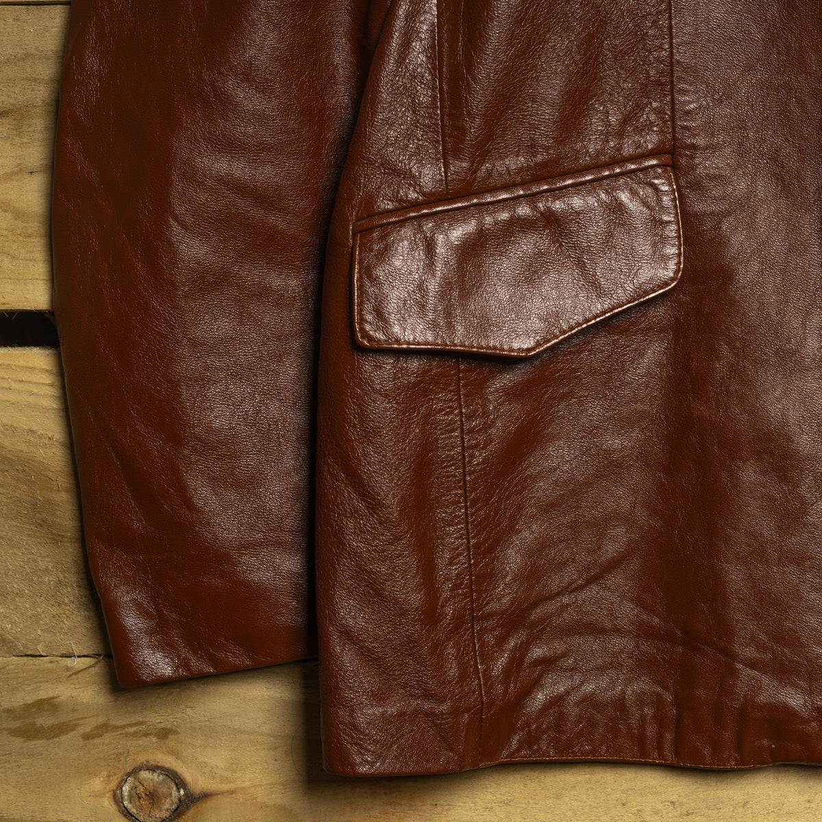 H Bar C California Ranchwear Vintage Brown Leather Floral Appliqué Western Jacket — Size 44