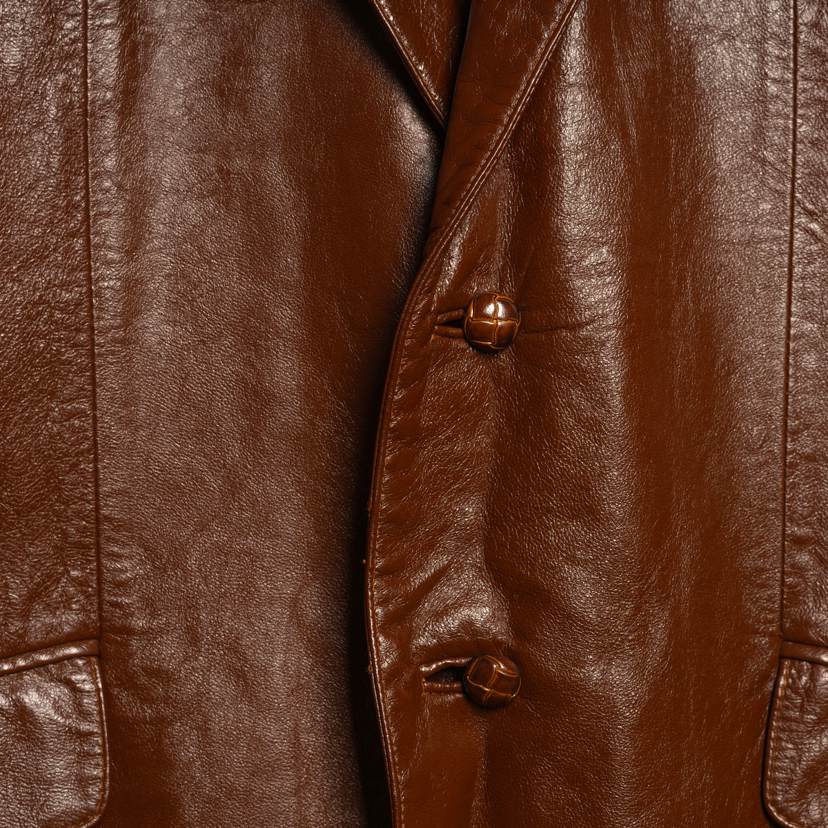 H Bar C California Ranchwear Vintage Brown Leather Floral Appliqué Western Jacket — Size 44