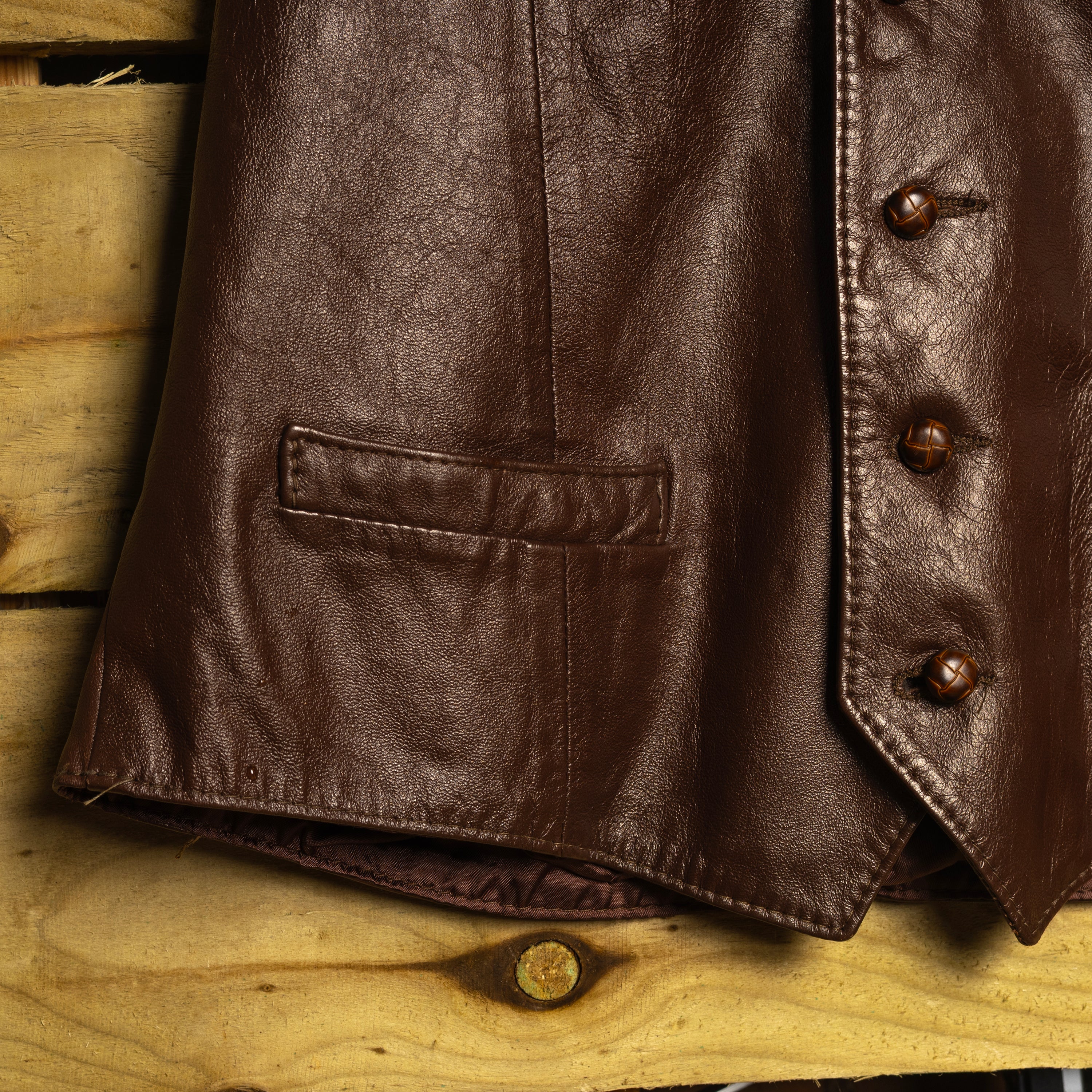 Vintage H Bar C California Ranchwear Brown Leather Waistcoat | Size S
