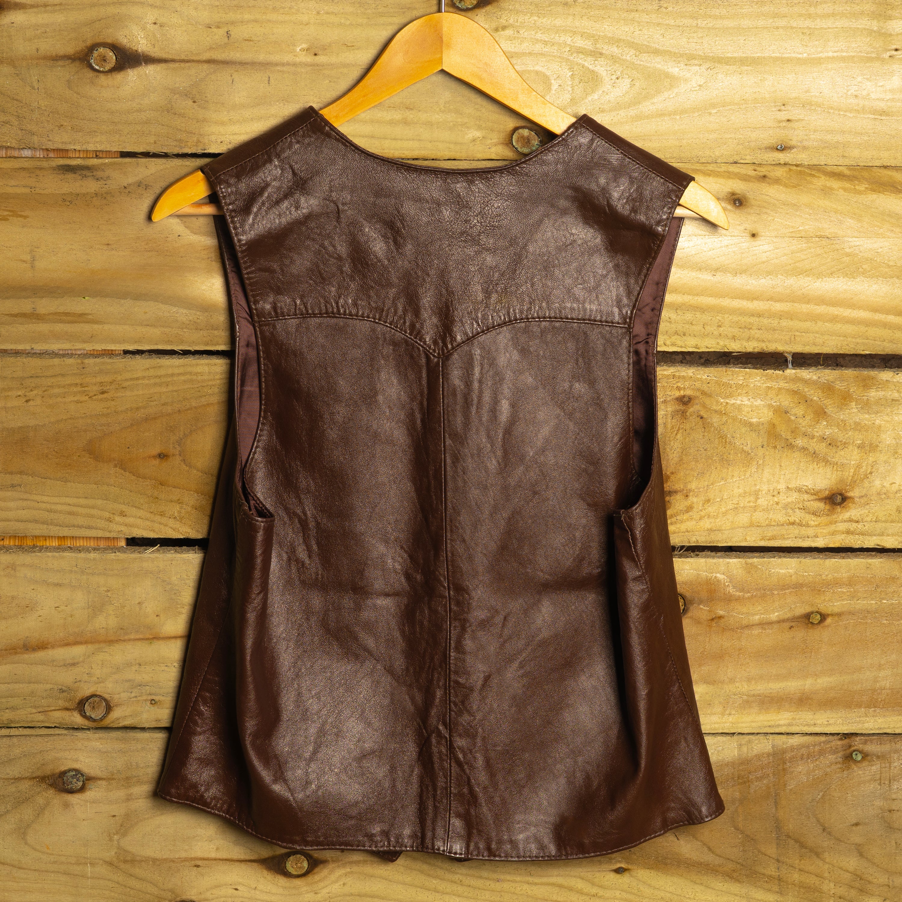 Vintage H Bar C California Ranchwear Brown Leather Waistcoat | Size S