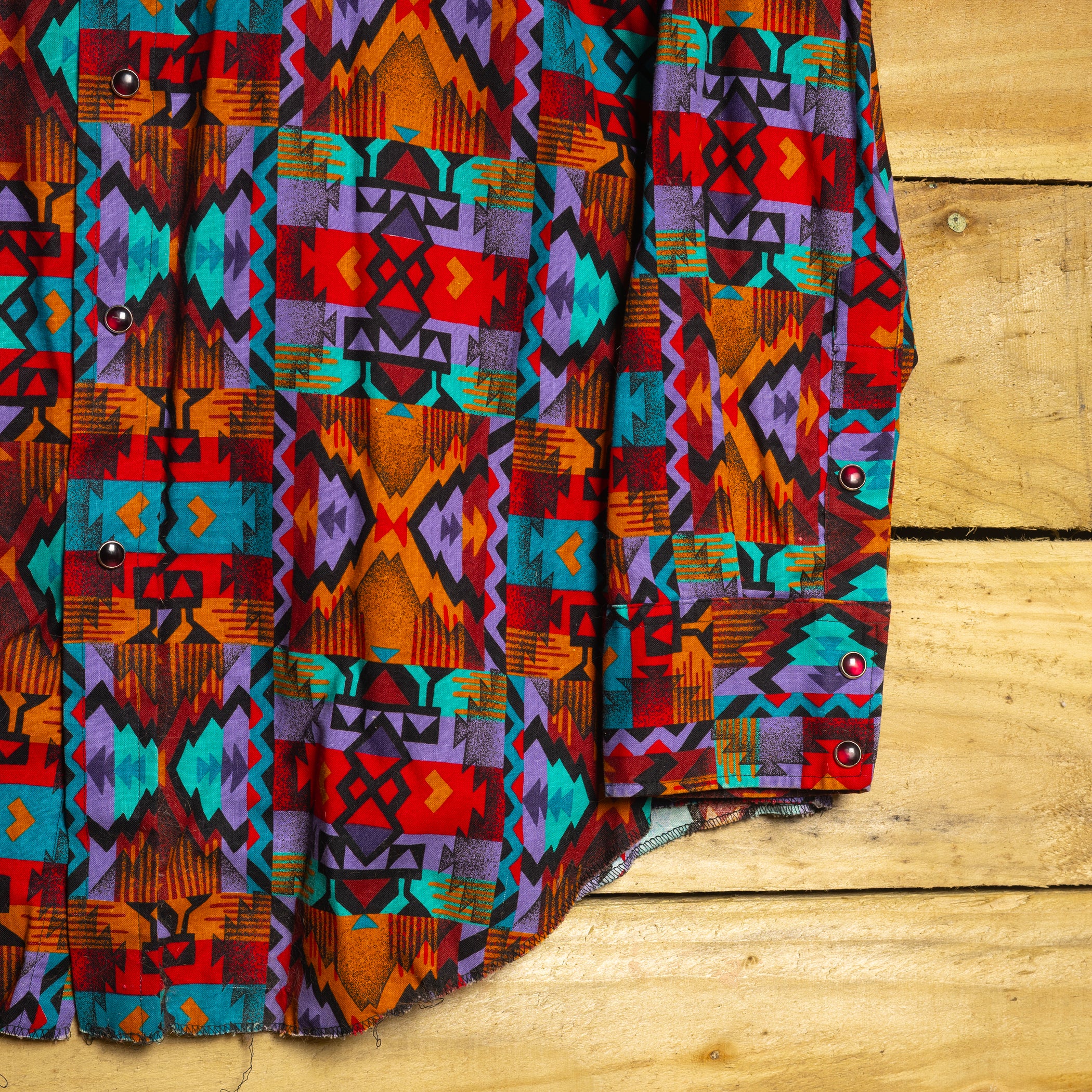 Vintage H Bar C California Ranchwear Multicoloured Print Cowboy Shirt with Pearl Snaps - Size XXL