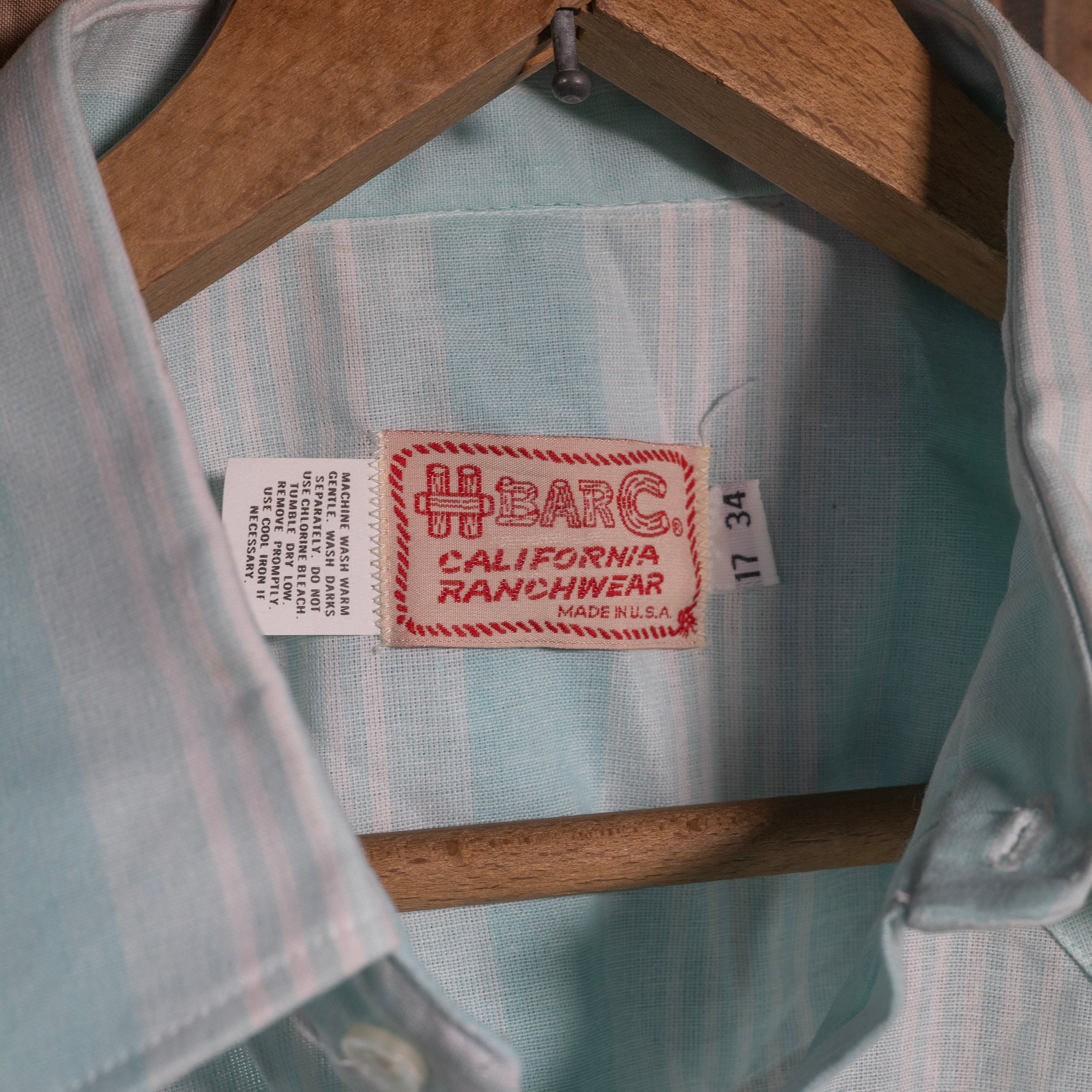 Vintage NWT H Bar C California Ranchwear Blue and White Striped Western Shirt