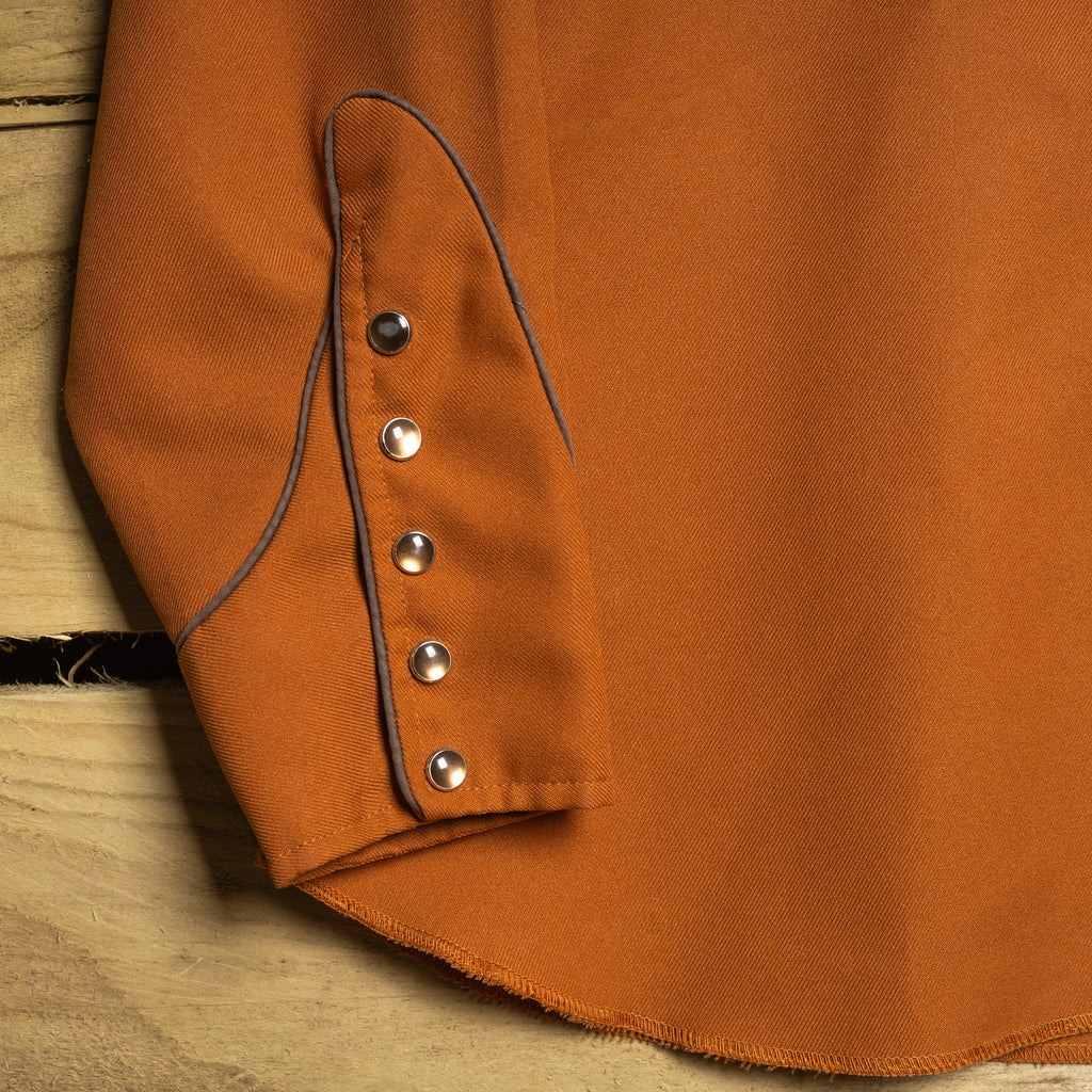 1970s H Bar C Eldorado Embroidered Rust Western Shirt M