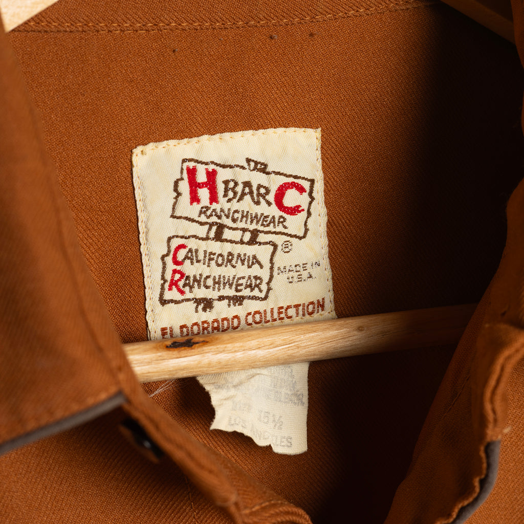1970s H Bar C Eldorado Embroidered Rust Western Shirt M