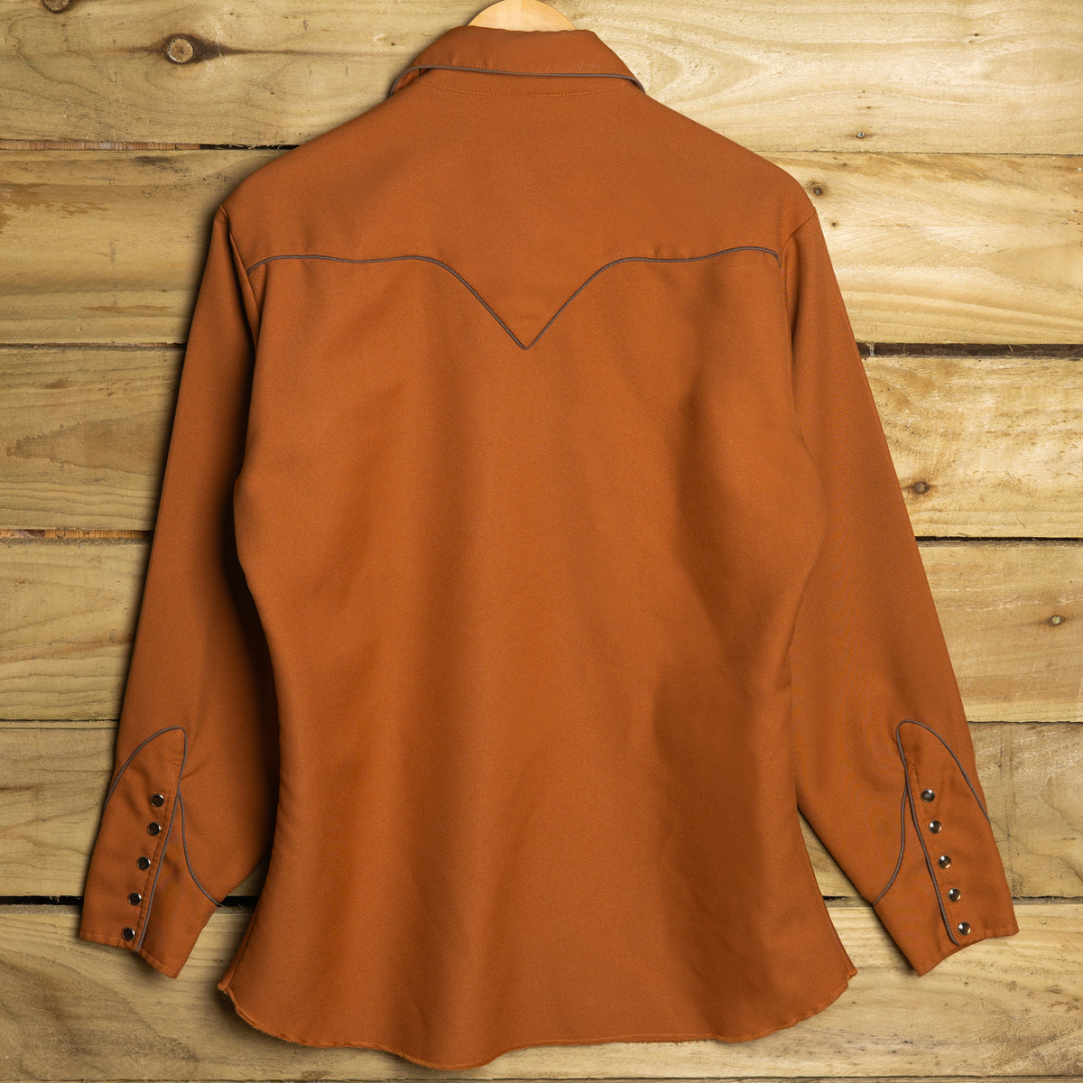 1970s H Bar C Eldorado Embroidered Rust Western Shirt M