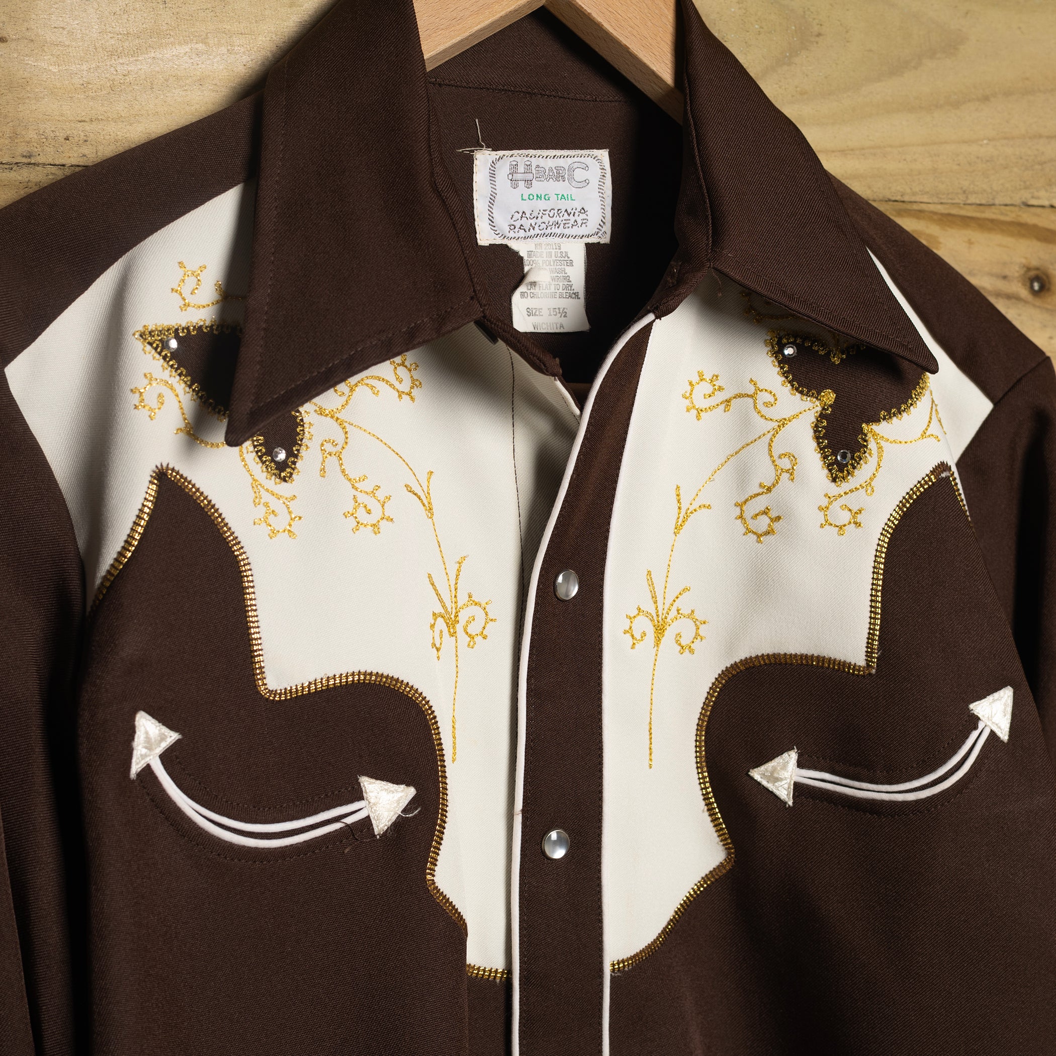1970s Vintage H Bar C California Ranchwear Brown Embroidered Western Shirt