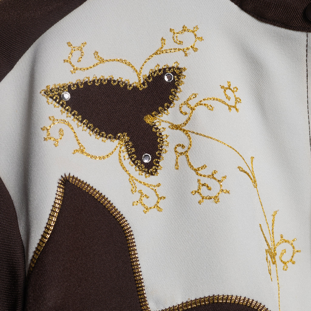 Vintage 1970s H Bar C California Ranchwear Brown Embroidered Cowboy Shirt with Pearl Snaps - Size Medium - Rodeo Joe's Western Wear