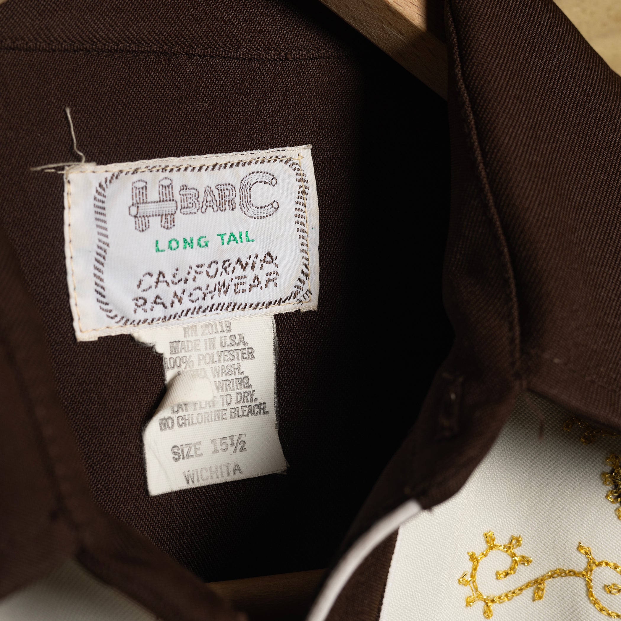 1970s Vintage H Bar C California Ranchwear Brown Embroidered Western Shirt