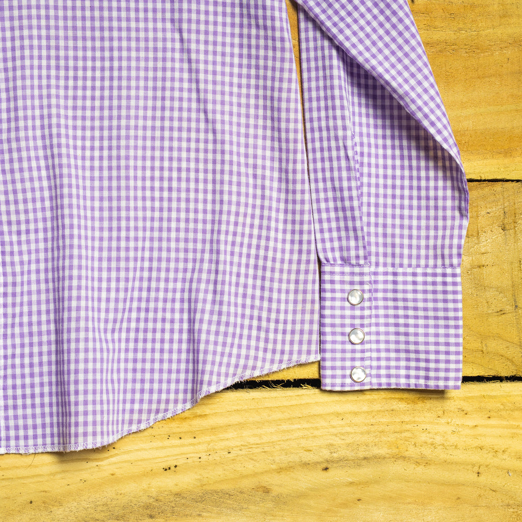 Vintage H Bar C Ranchwear Purple Gingham Western Shirt with Pearl Snaps - Size 12