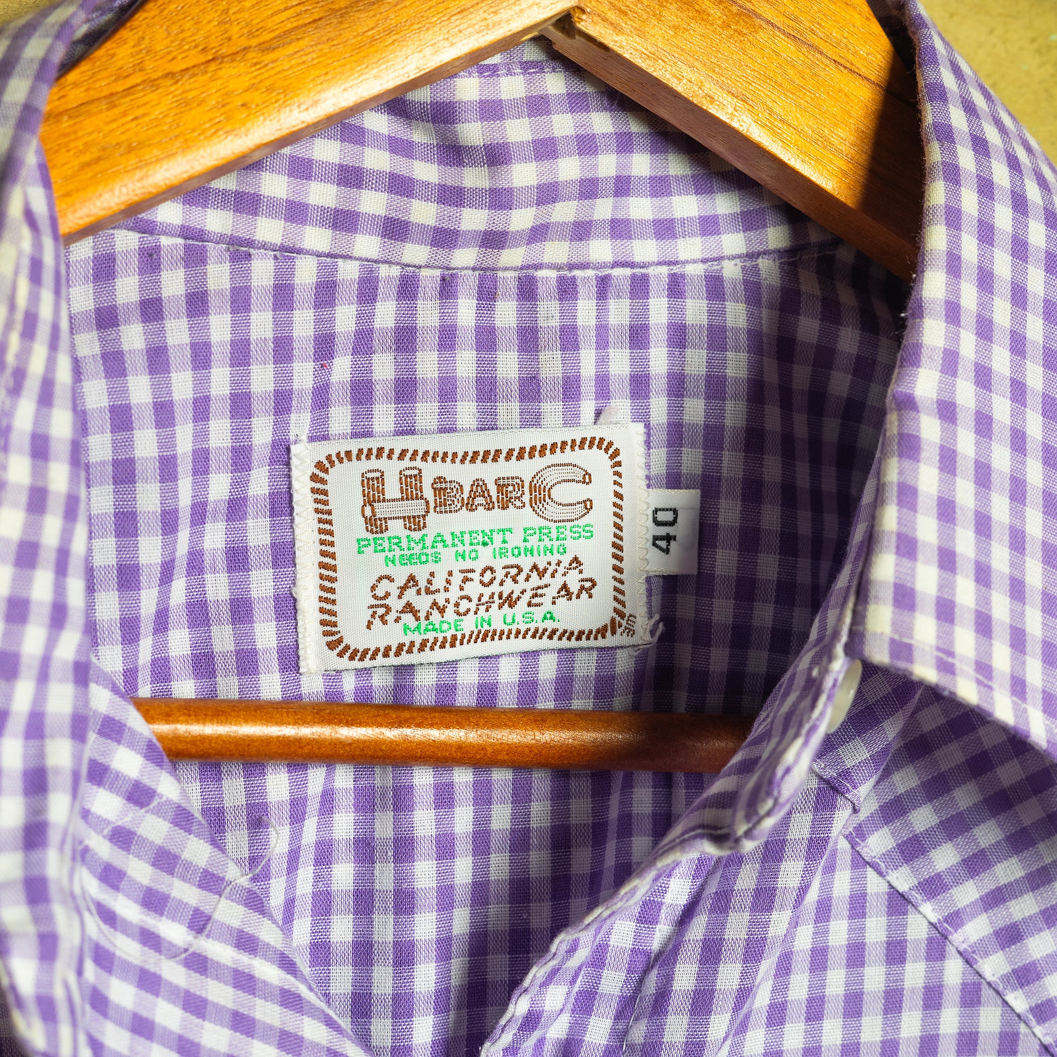 Vintage H Bar C Ranchwear Purple Gingham Western Shirt with Pearl Snaps - Size 12
