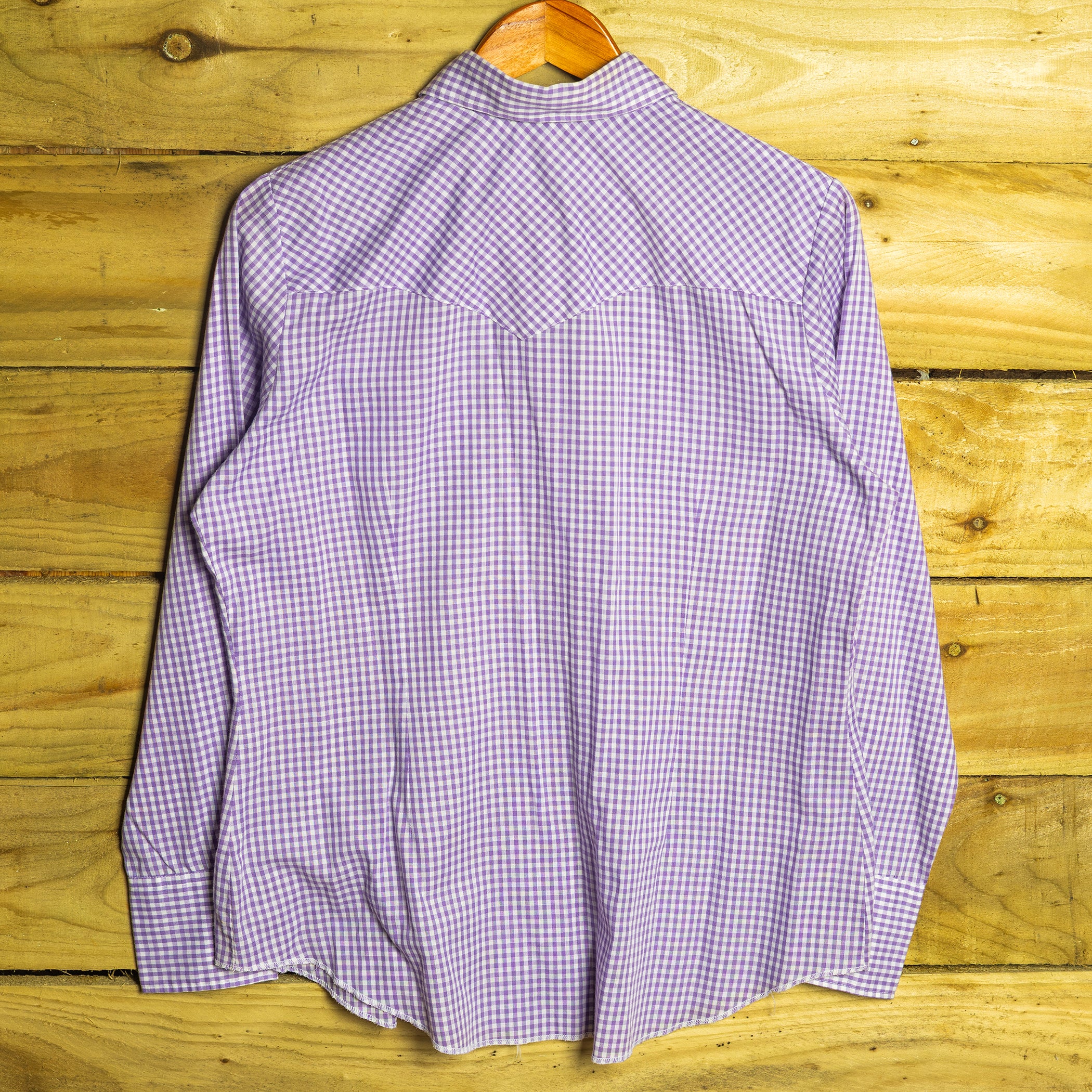 Vintage H Bar C Ranchwear Purple Gingham Western Shirt with Pearl Snaps - Size 12