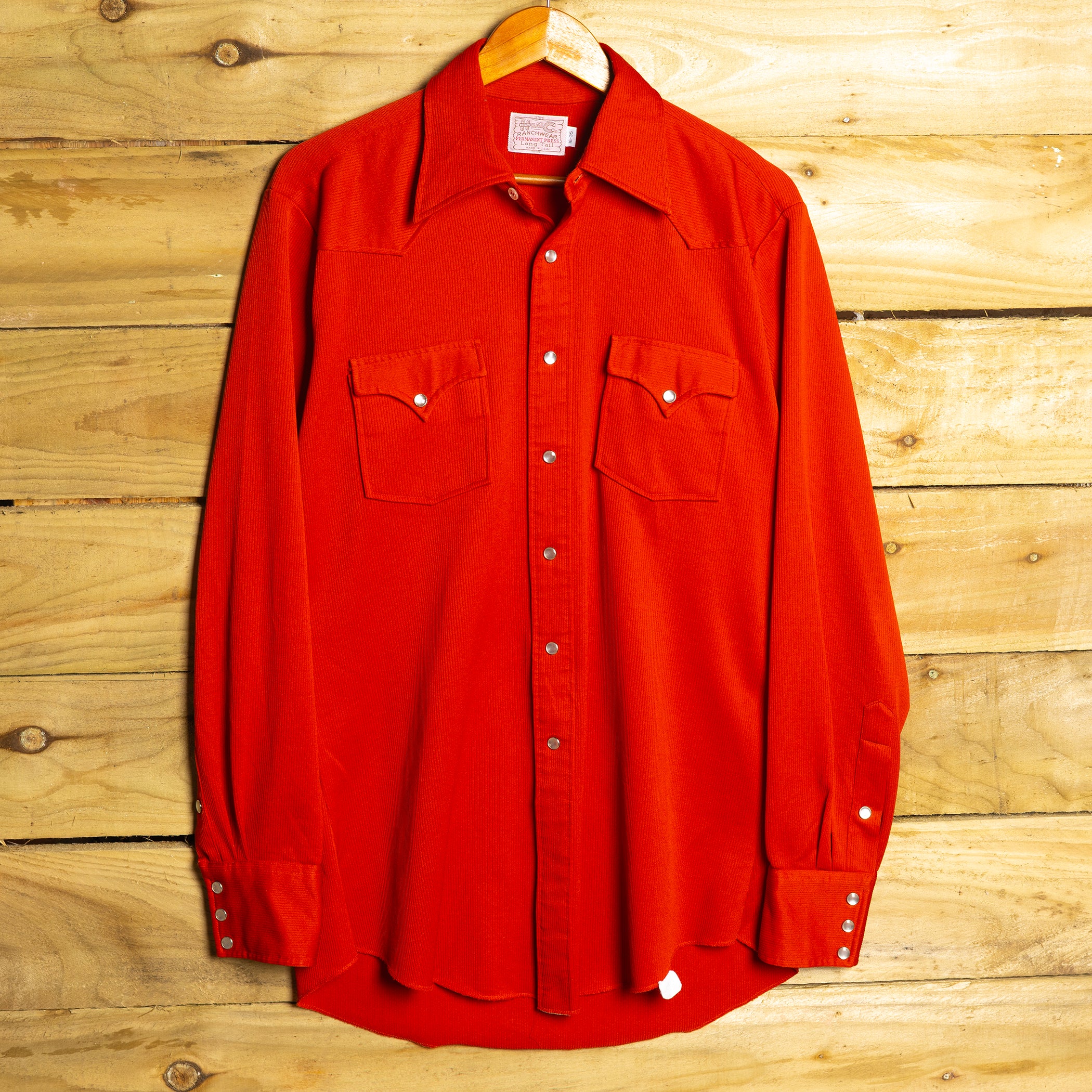 1970s H Bar C California Ranchwear Red Western Shirt - Pearl Snaps - Size L